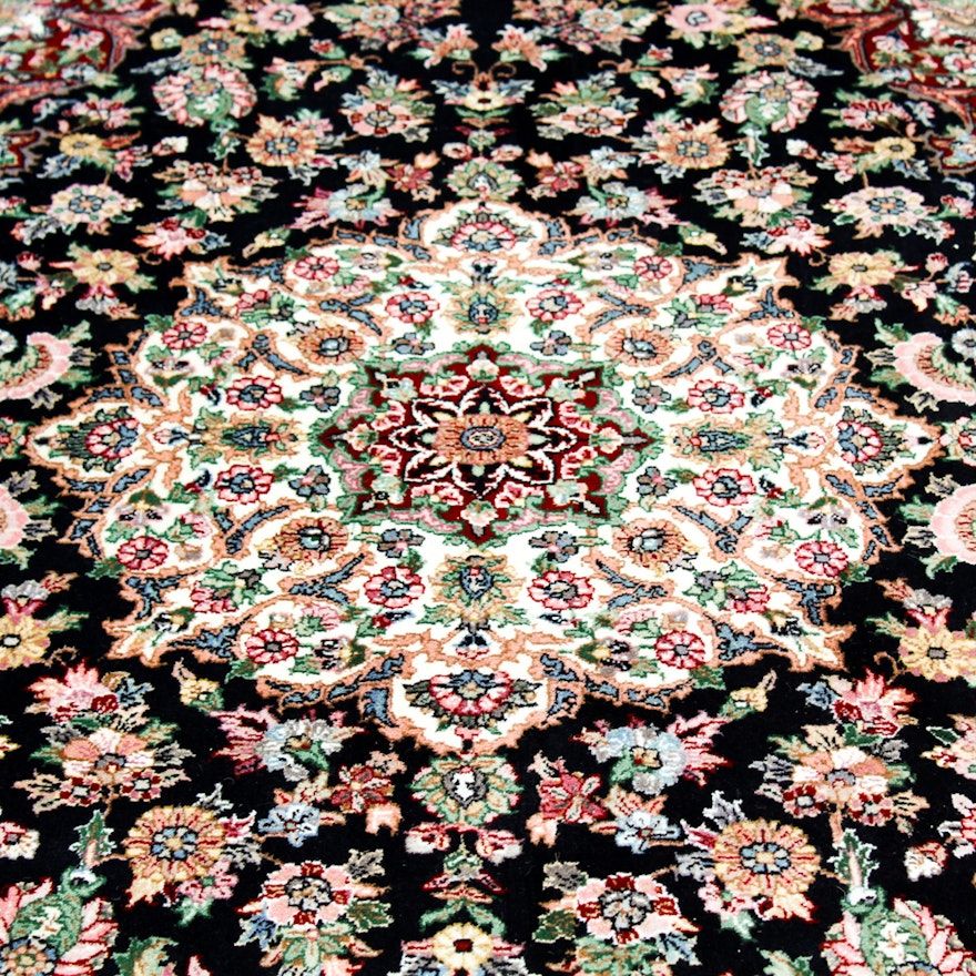 Hand-Knotted Persian Inspired Circular Rug