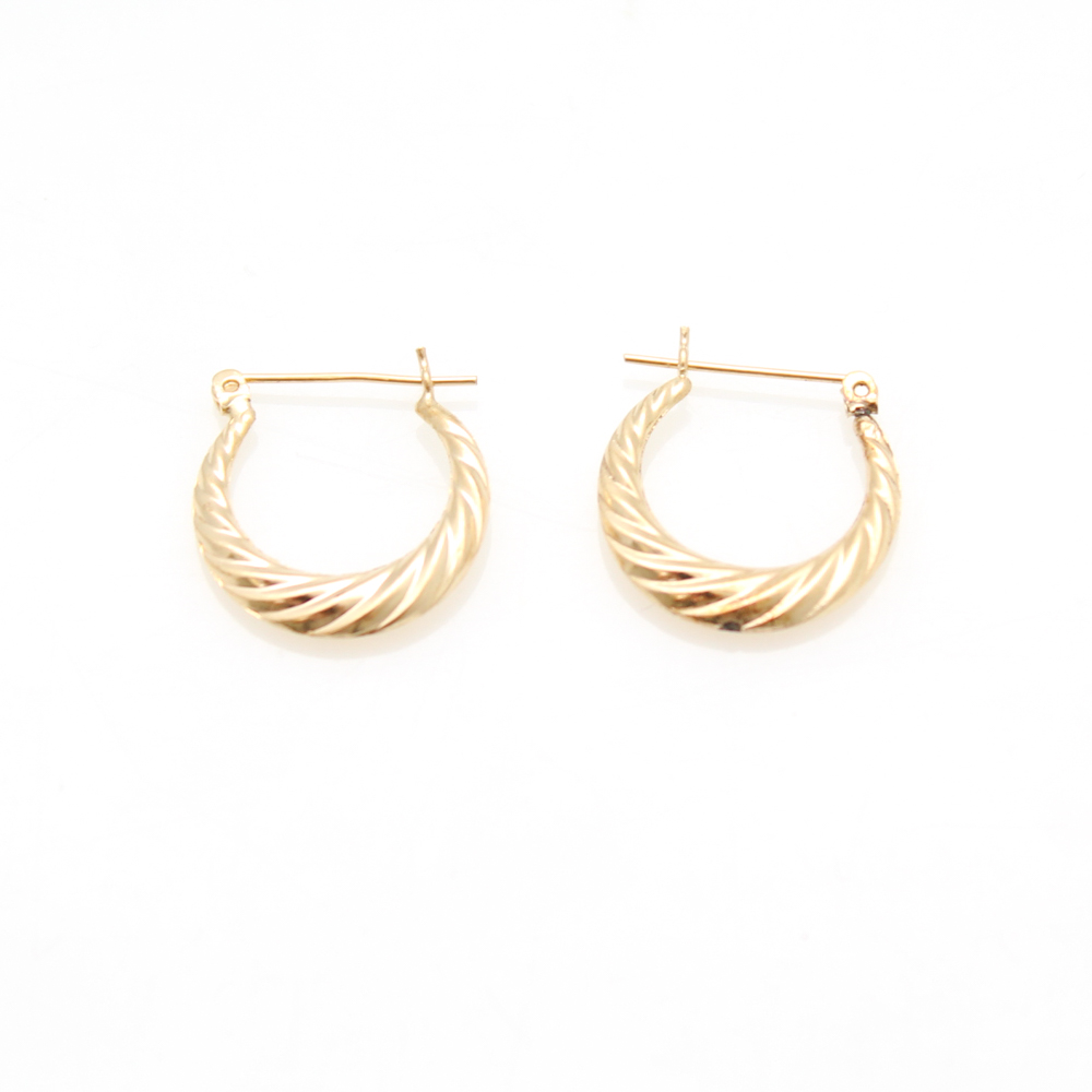 14K Yellow Gold Twisted Hoops