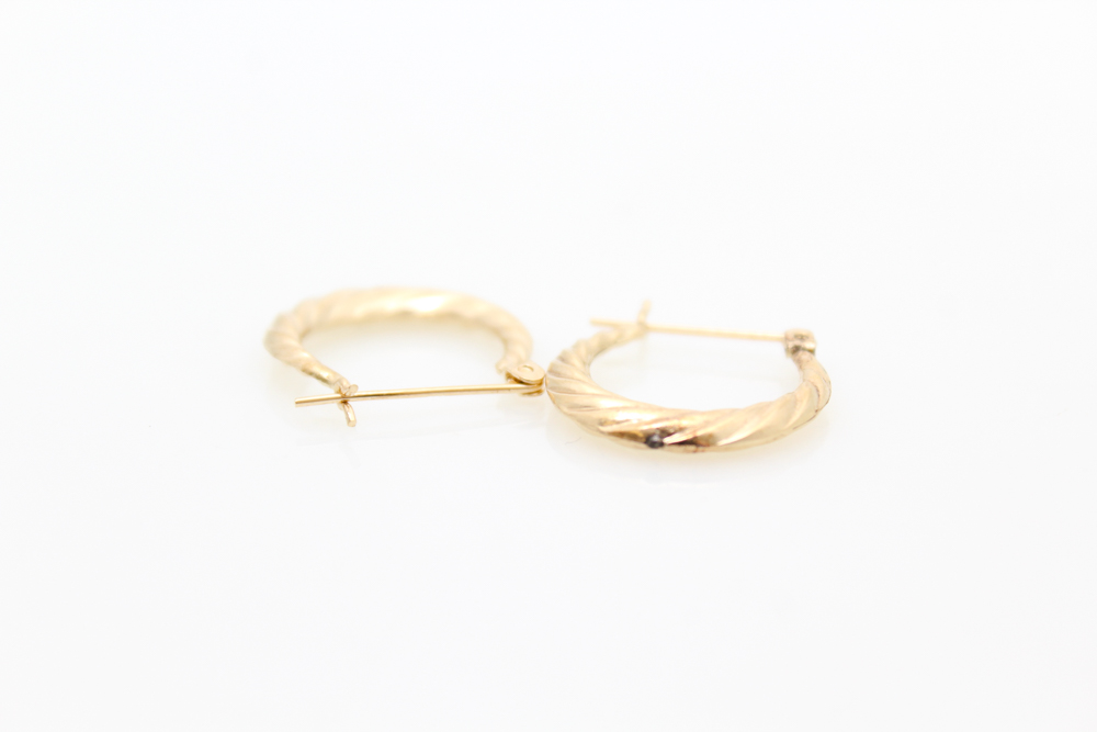 14K Yellow Gold Twisted Hoops