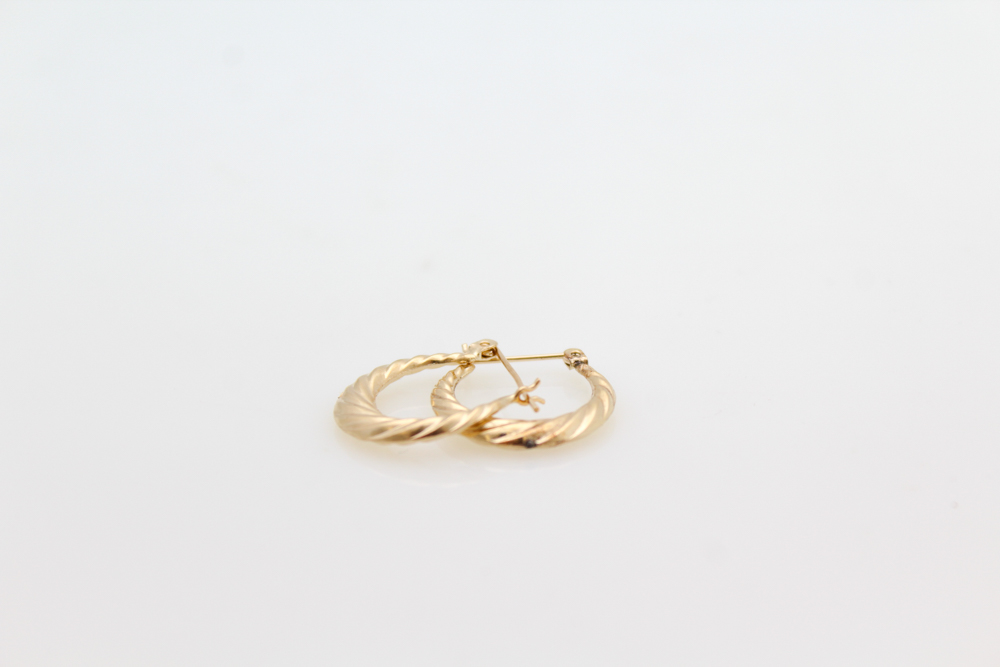 14K Yellow Gold Twisted Hoops