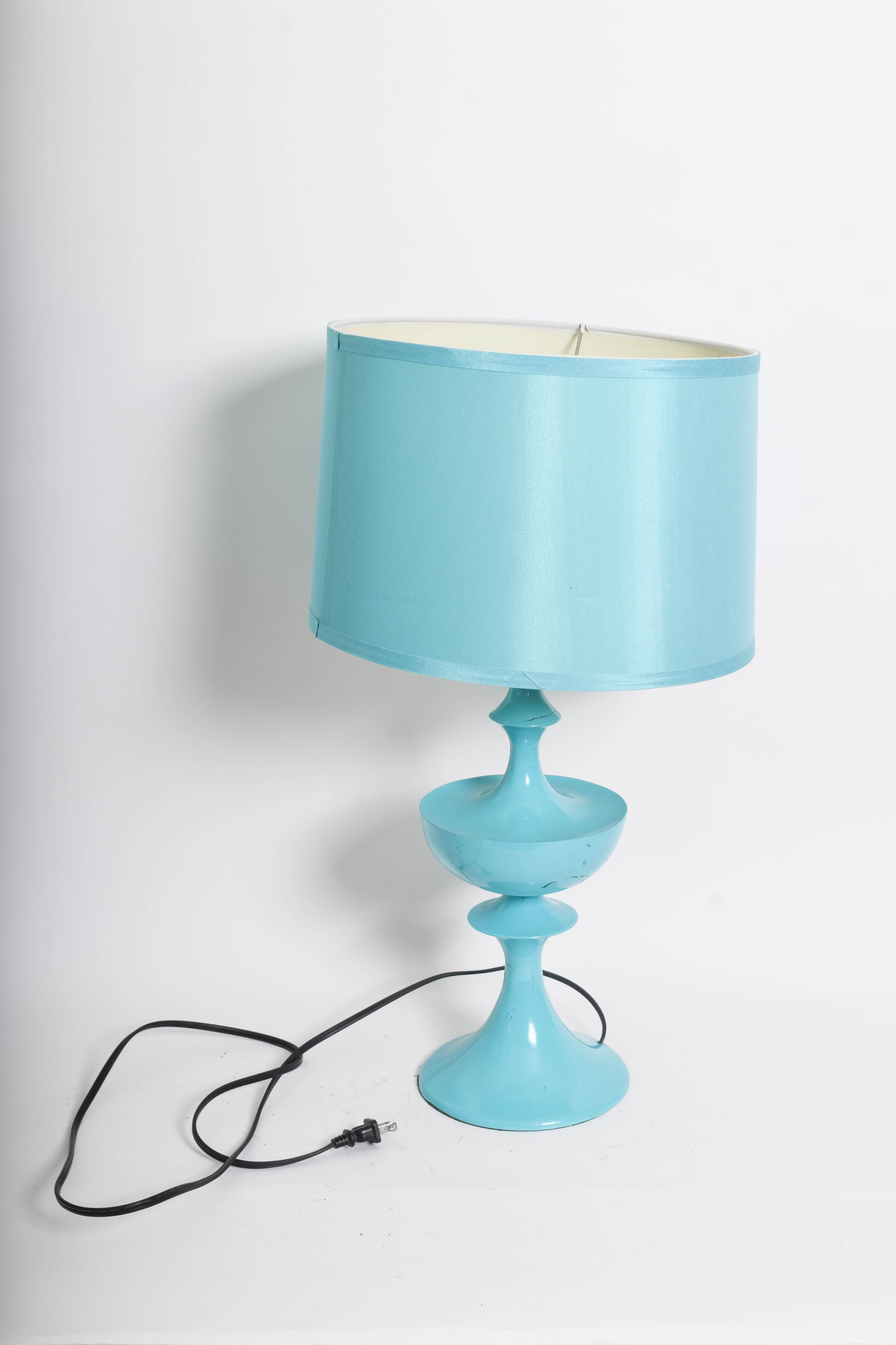 Pair of Robins Egg Blue Lacquered Table Lamps after Jonathan Adler