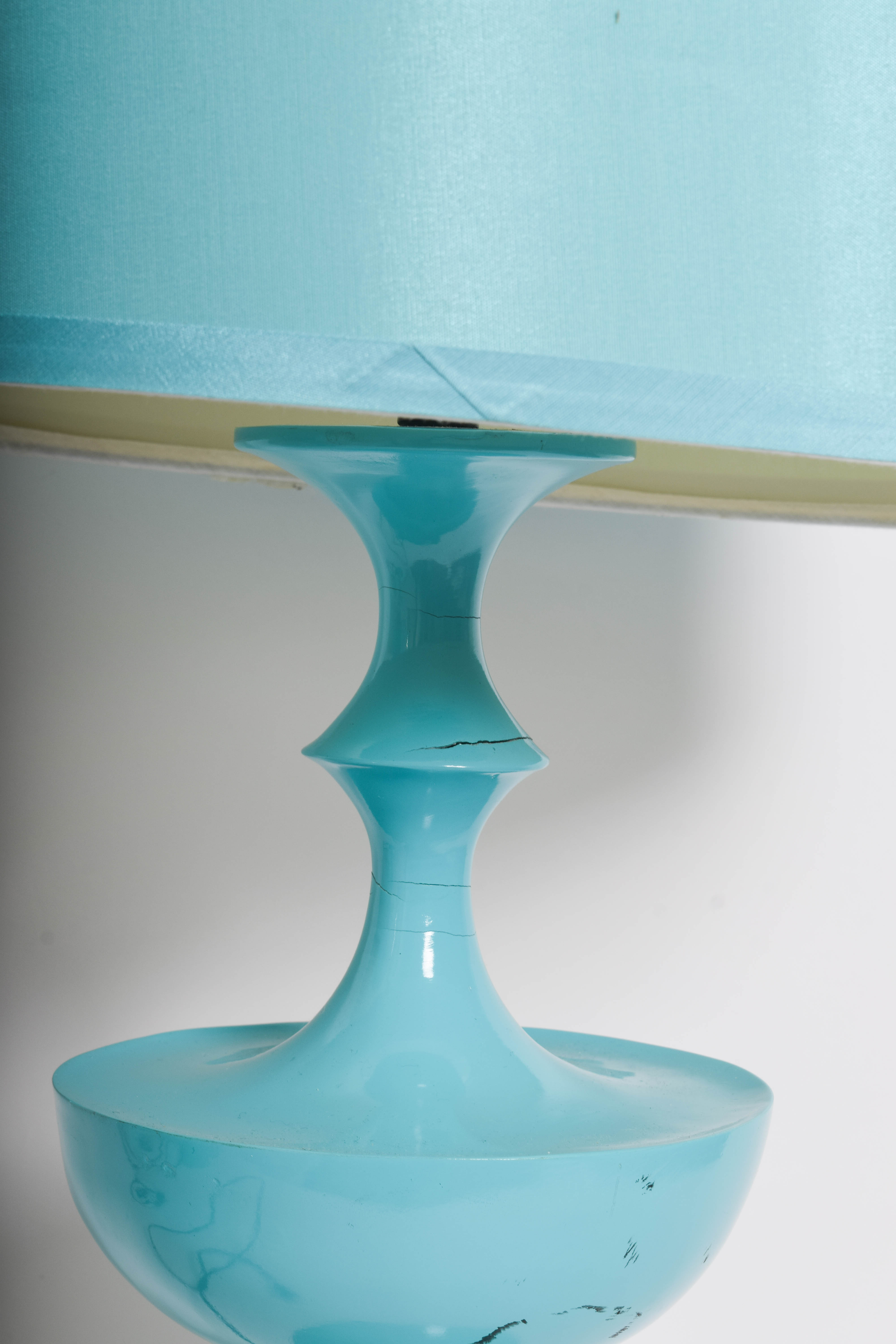 Pair of Robins Egg Blue Lacquered Table Lamps after Jonathan Adler