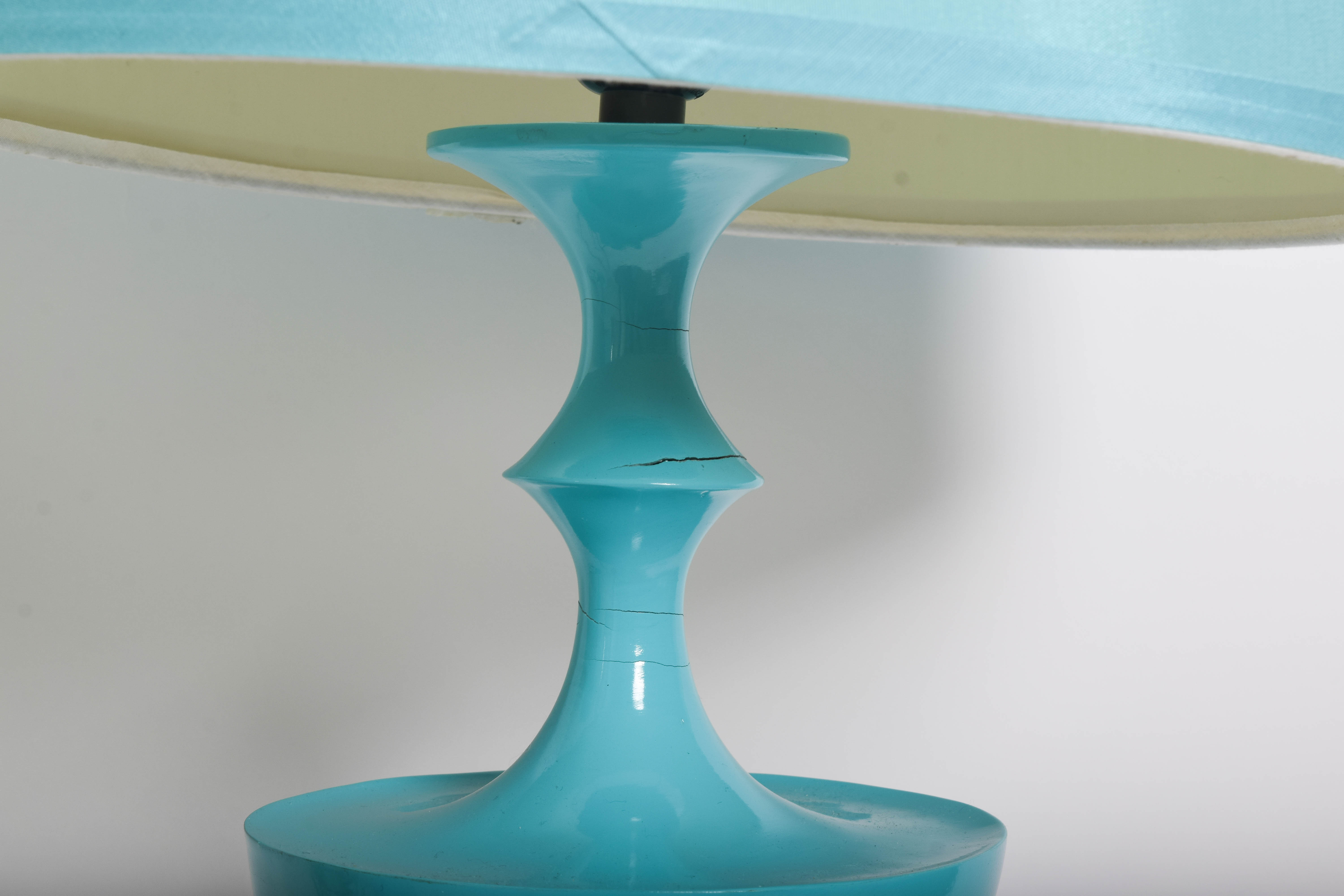 Pair of Robins Egg Blue Lacquered Table Lamps after Jonathan Adler
