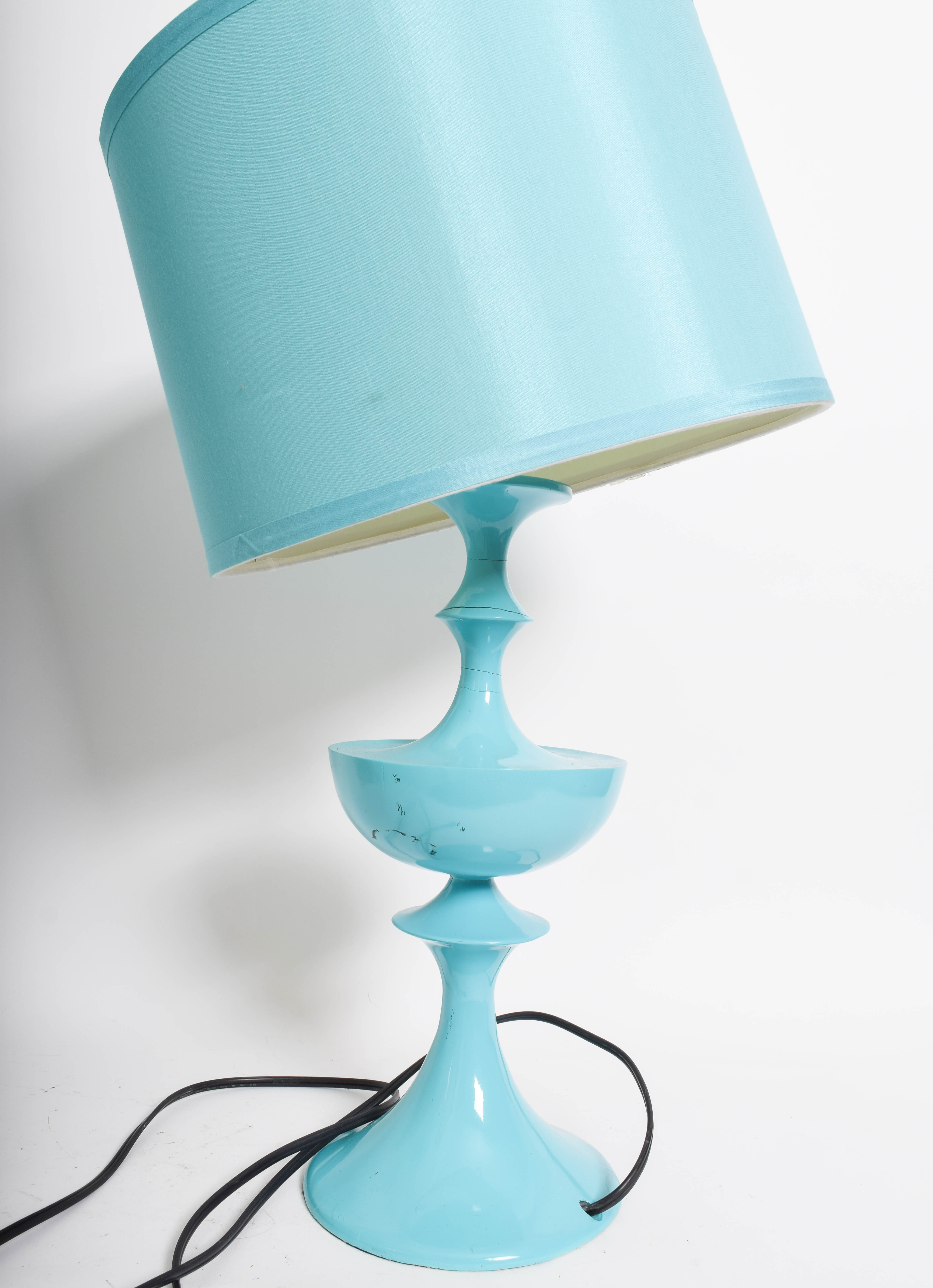 Pair of Robins Egg Blue Lacquered Table Lamps after Jonathan Adler