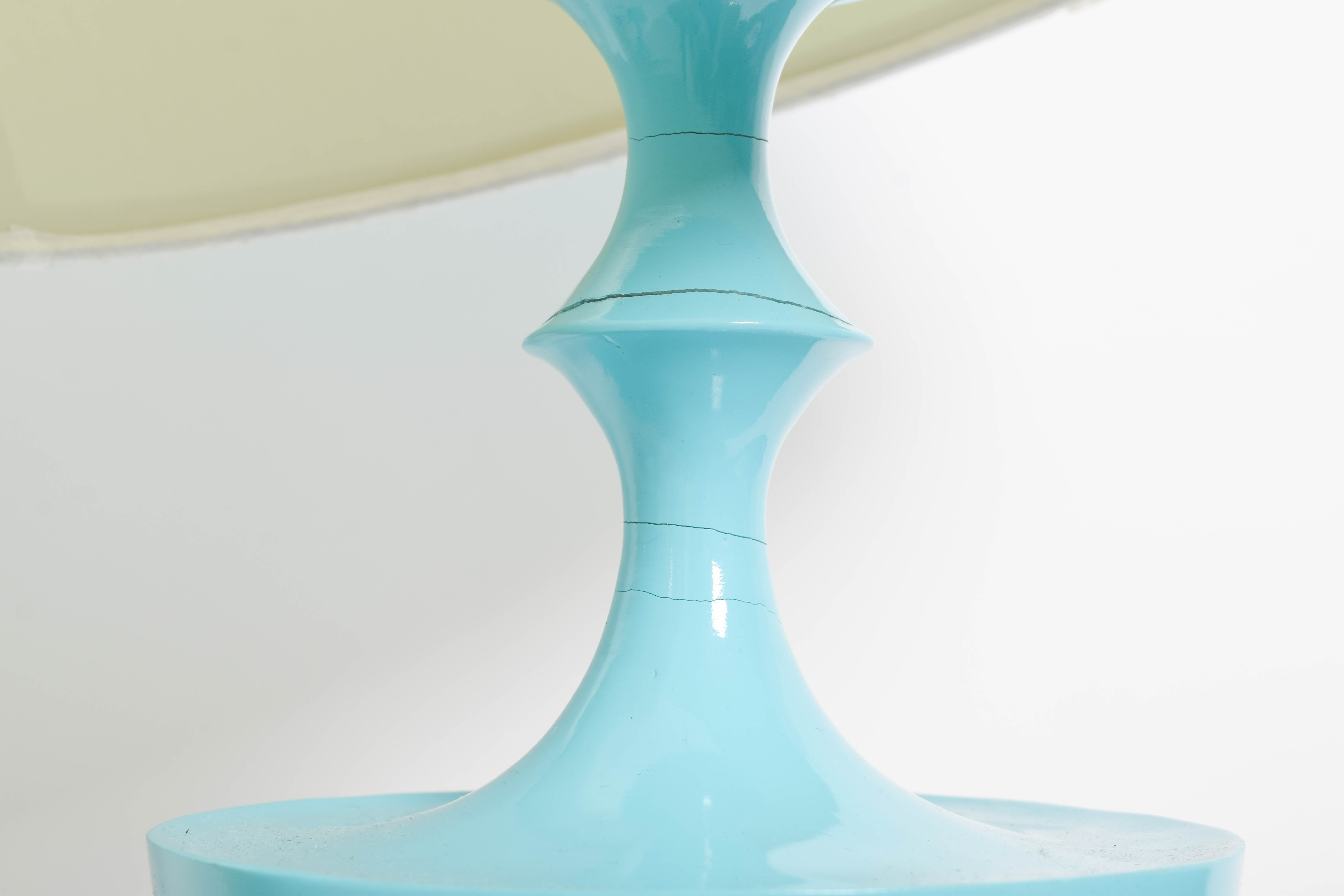 Pair of Robins Egg Blue Lacquered Table Lamps after Jonathan Adler
