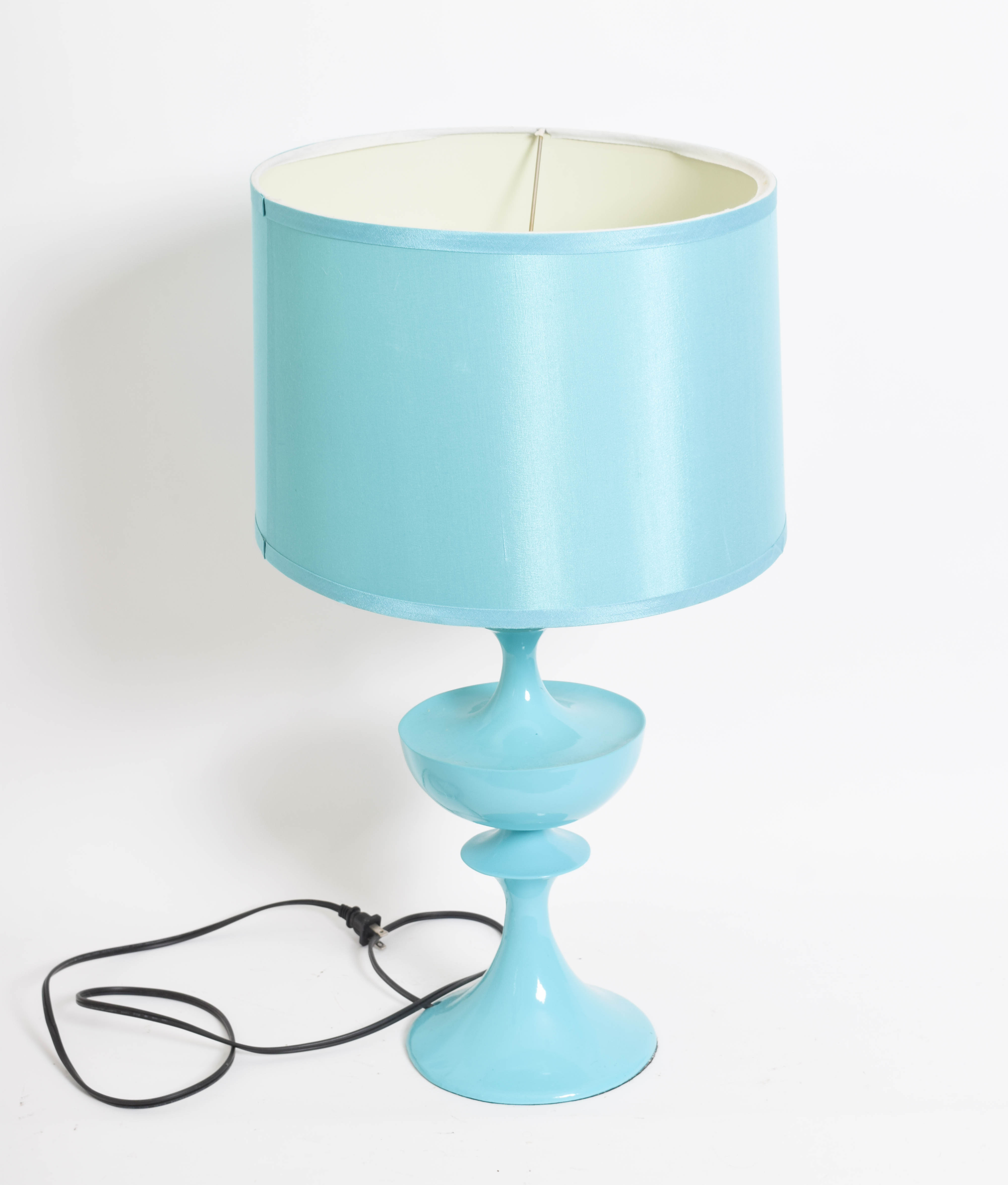 Pair of Robins Egg Blue Lacquered Table Lamps after Jonathan Adler
