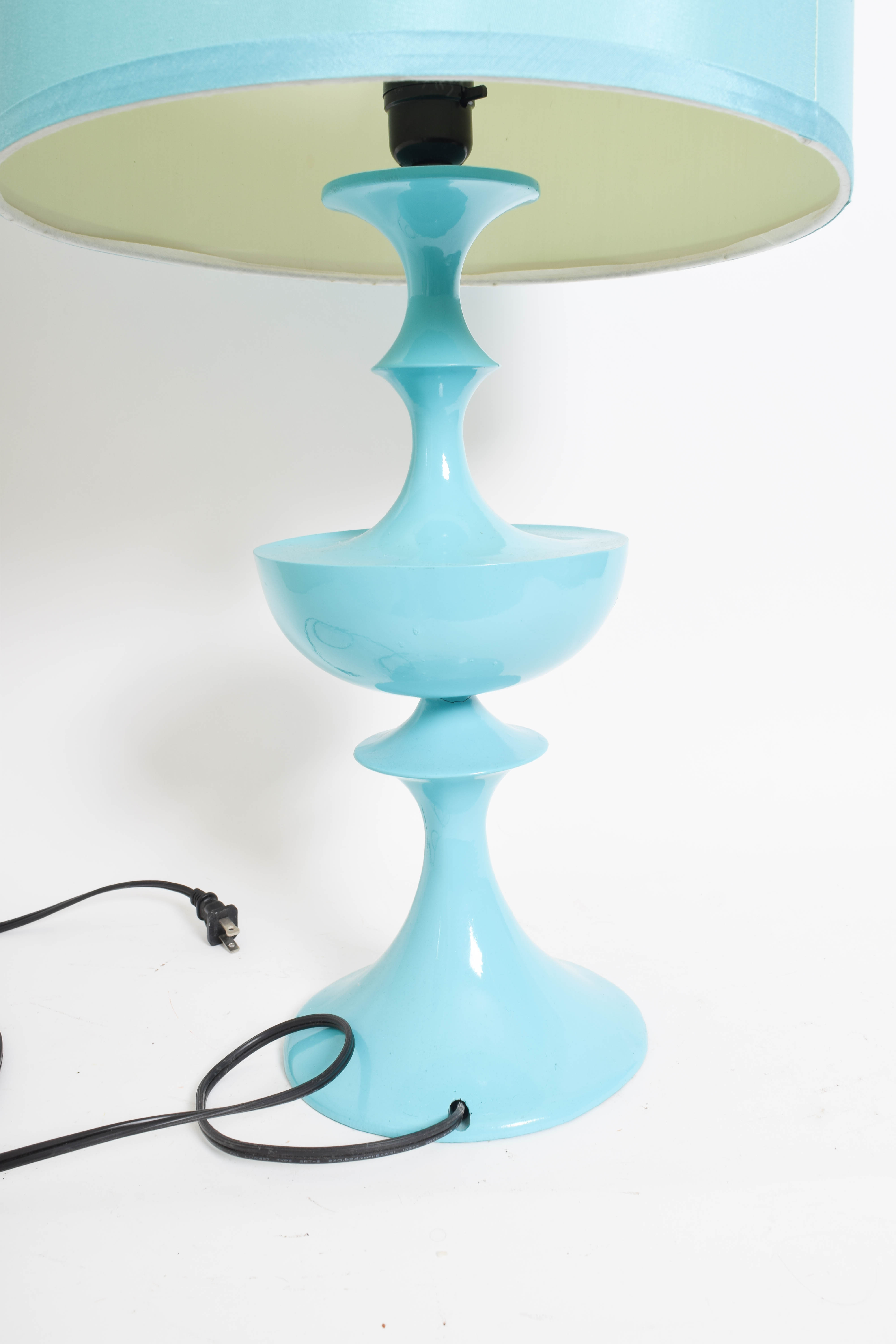 Pair of Robins Egg Blue Lacquered Table Lamps after Jonathan Adler