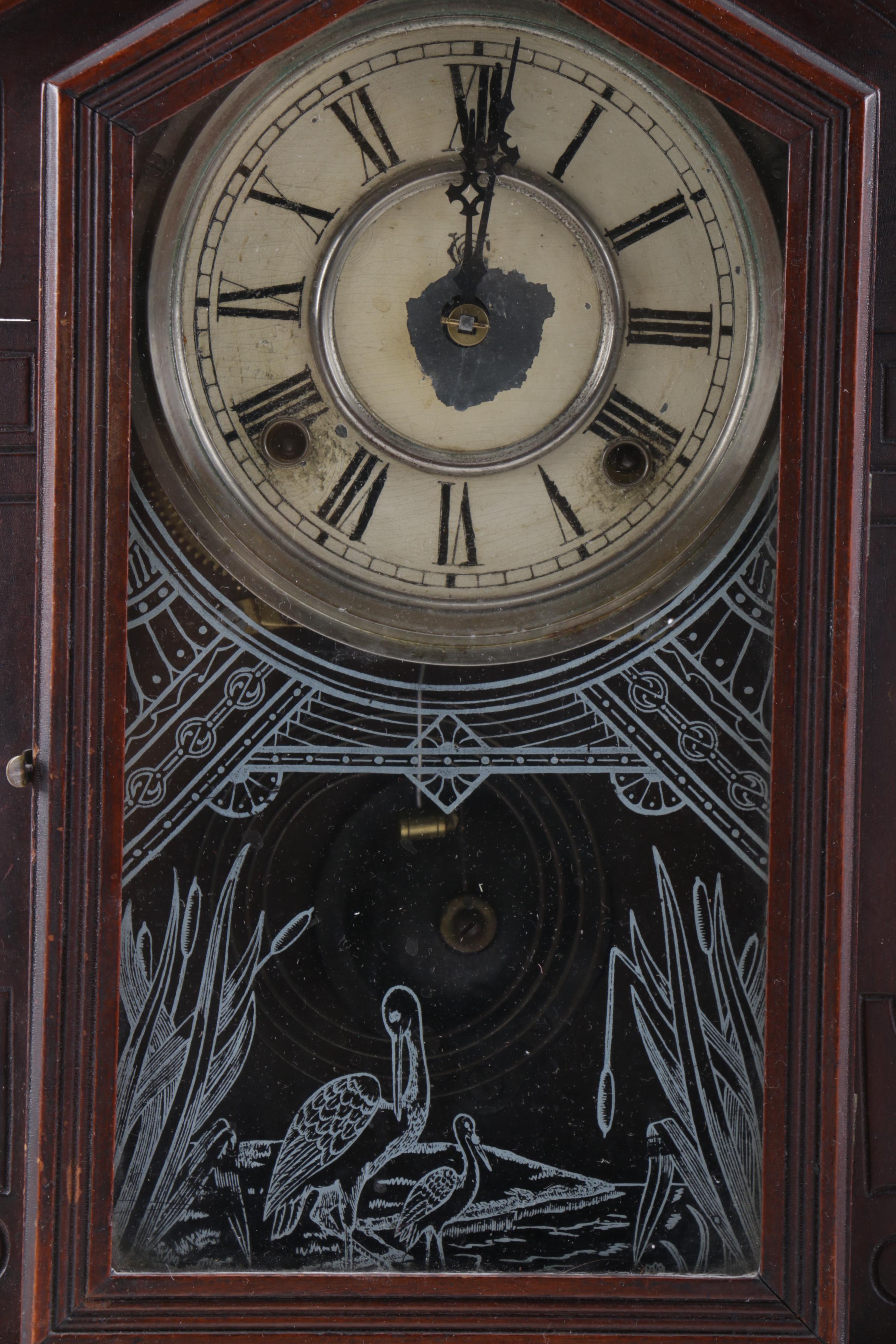 Antique Eastlake Waterbury Clock Co. Wooden Mantel Clock