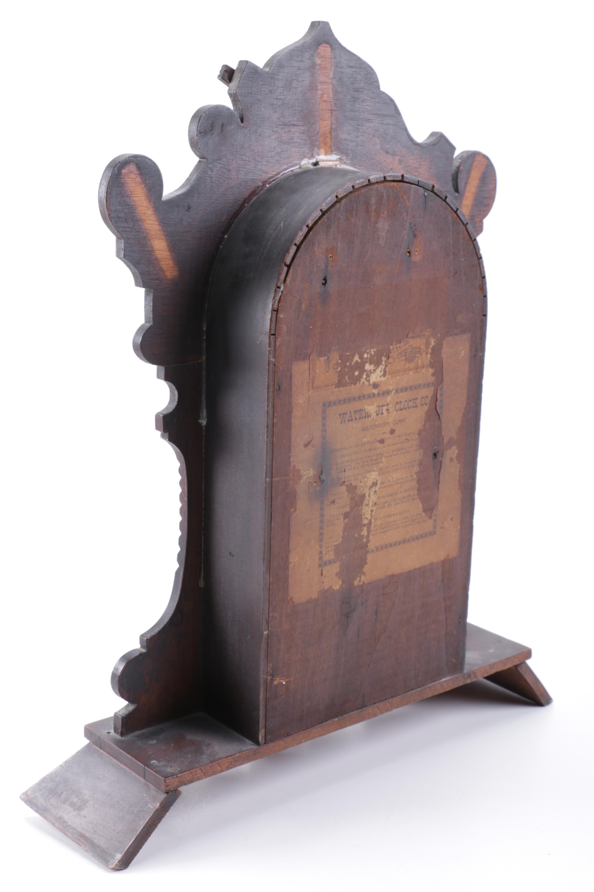 Antique Eastlake Waterbury Clock Co. Wooden Mantel Clock