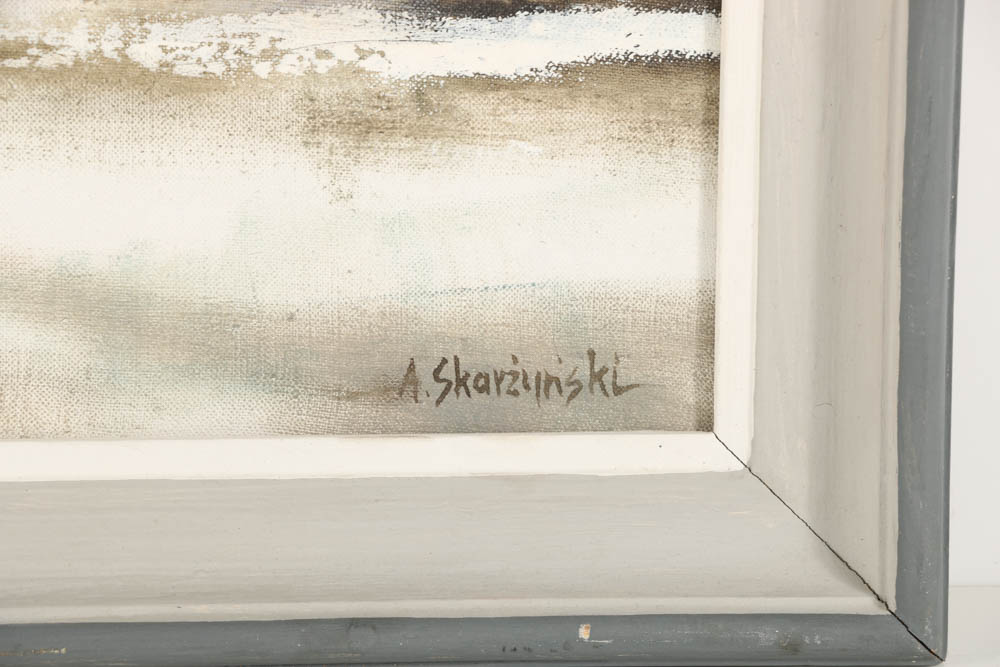 A. Skarzynski Oil Painting on Canvas Desolate Landscape