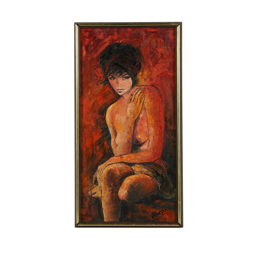 Verdi Oil Painting on Canvas of Female Nude