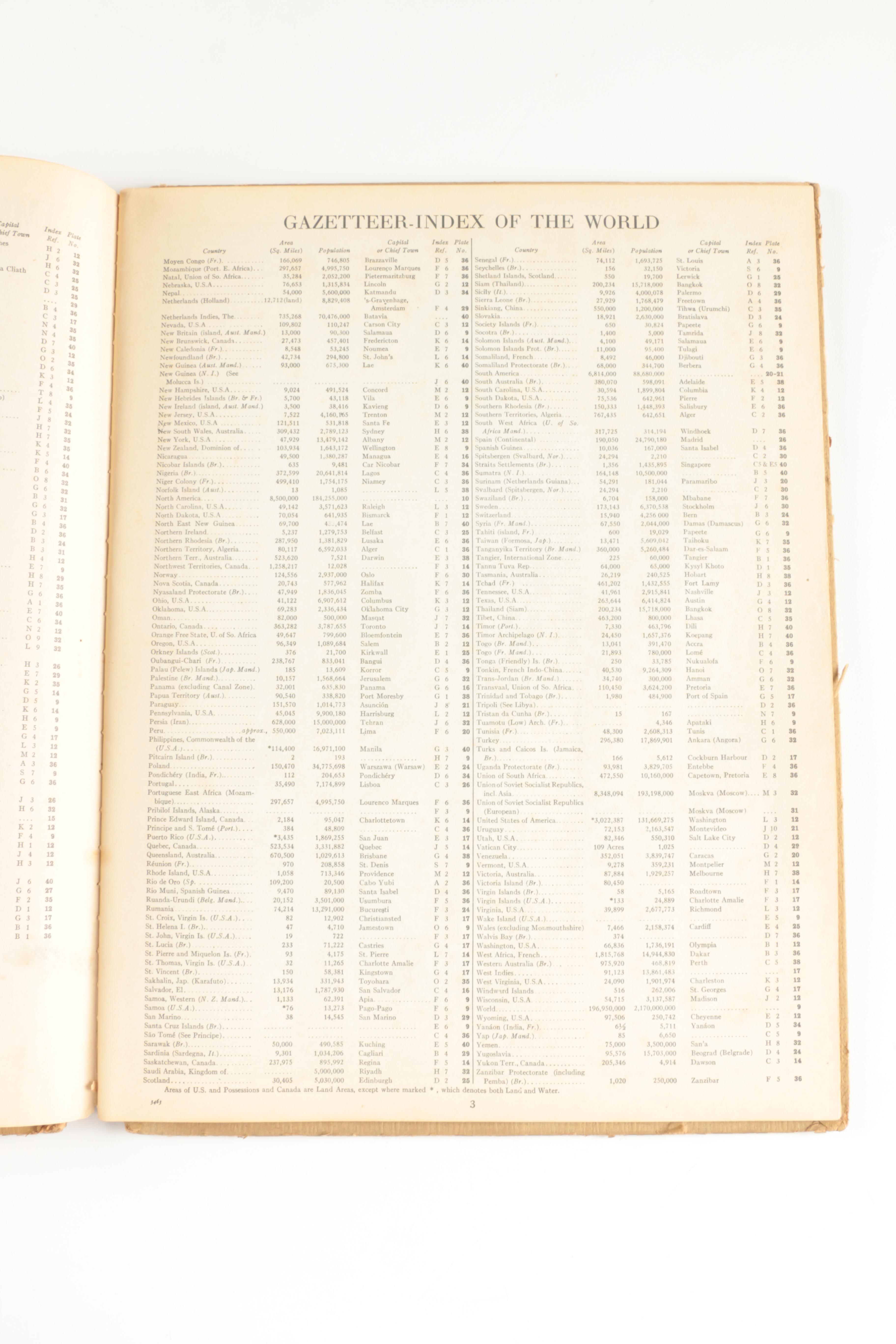 1943 "Hammond's World Atlas and Gazetteer"