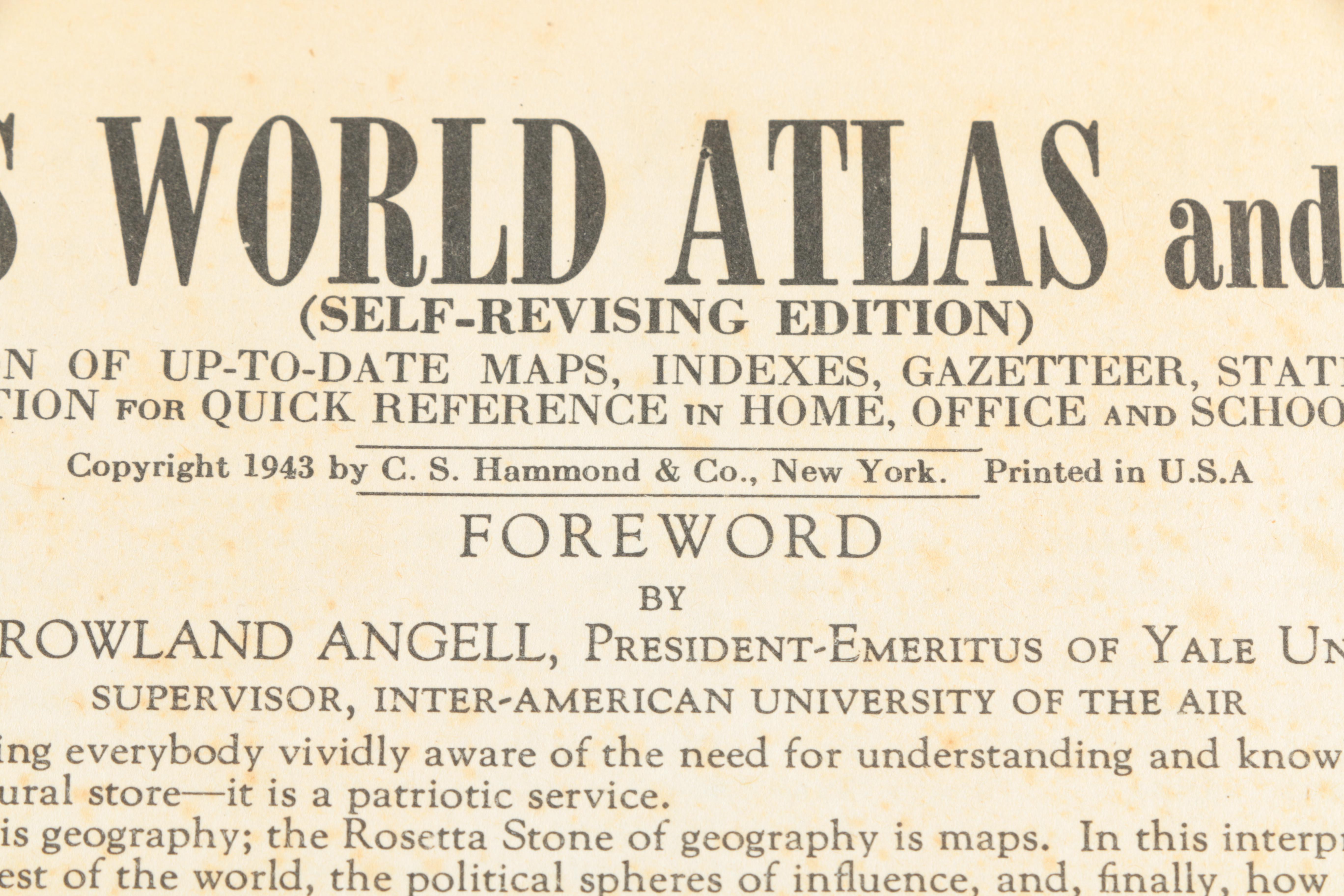 1943 "Hammond's World Atlas and Gazetteer"