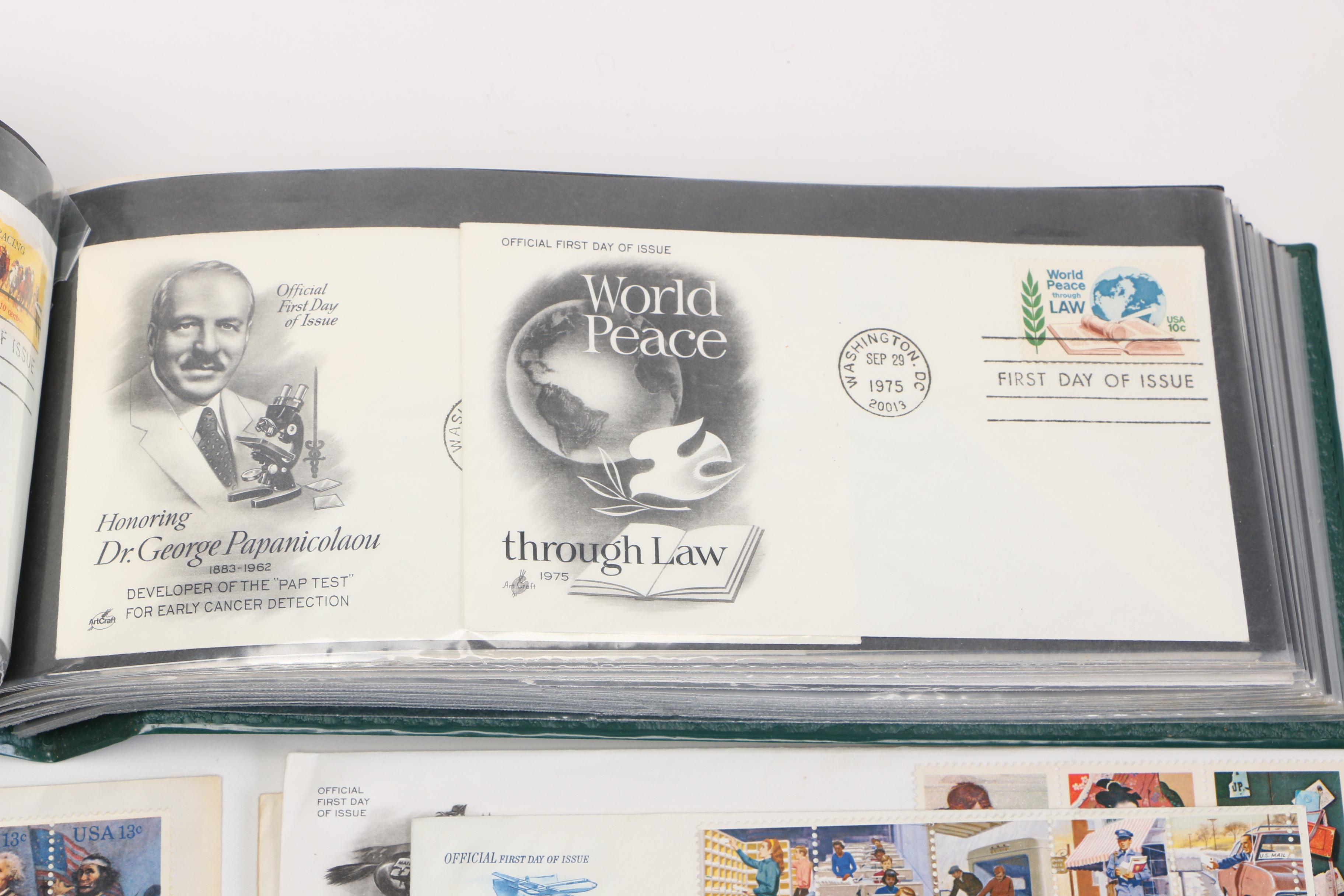 First Day of Issue Commemorative Stamp Cards and Stamps in Albums