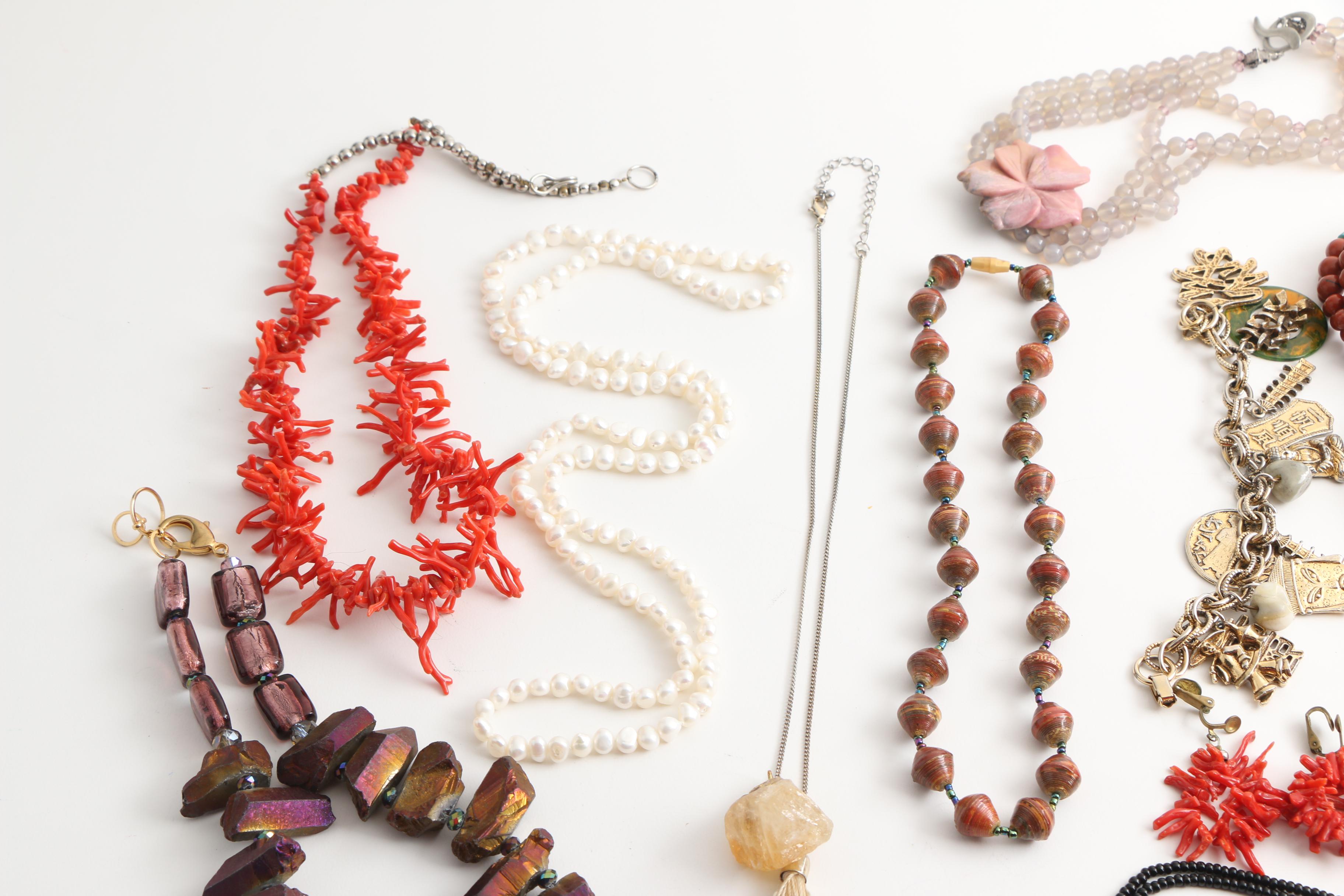 Beaded Jewelry Including Sterling Silver Earrings