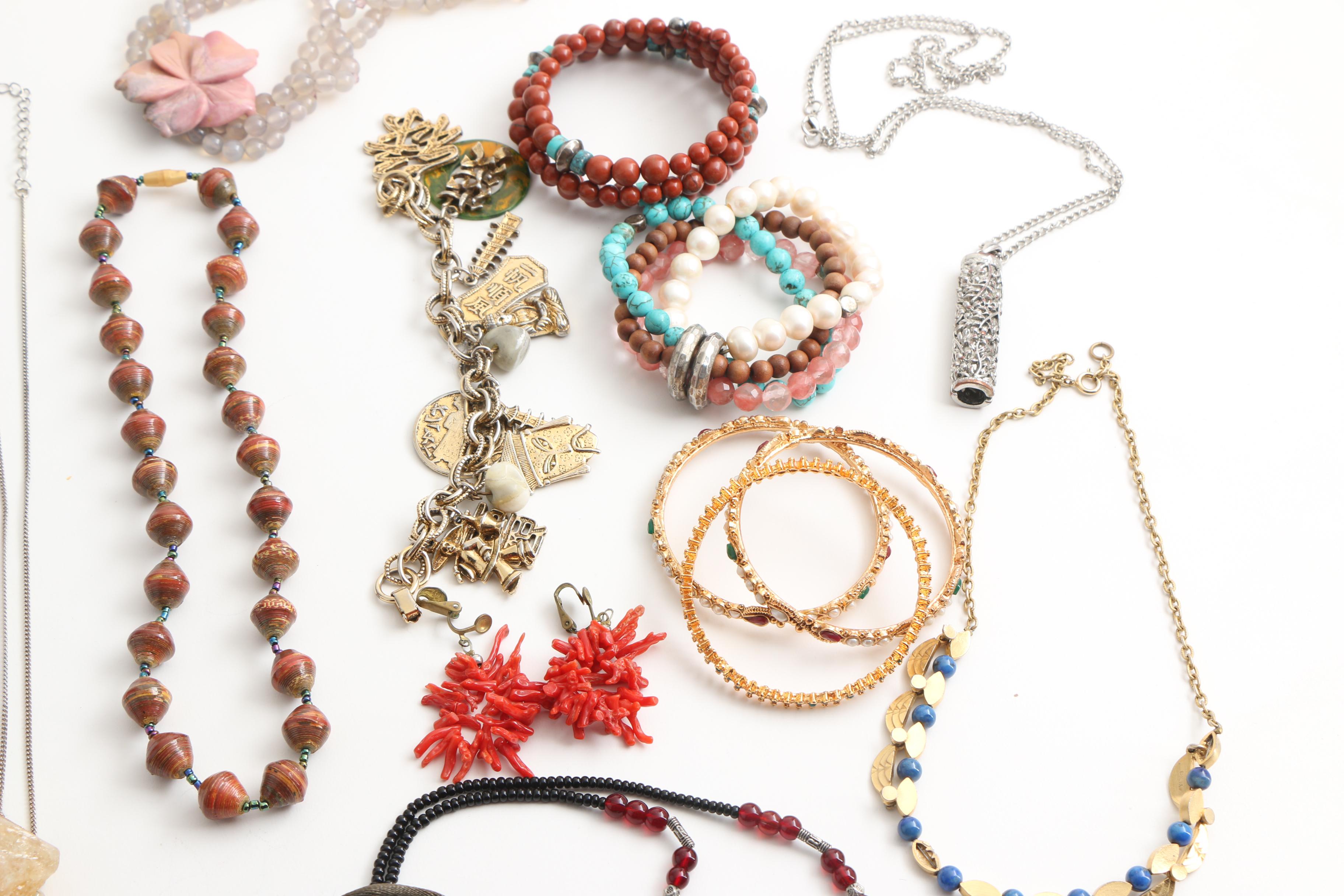 Beaded Jewelry Including Sterling Silver Earrings