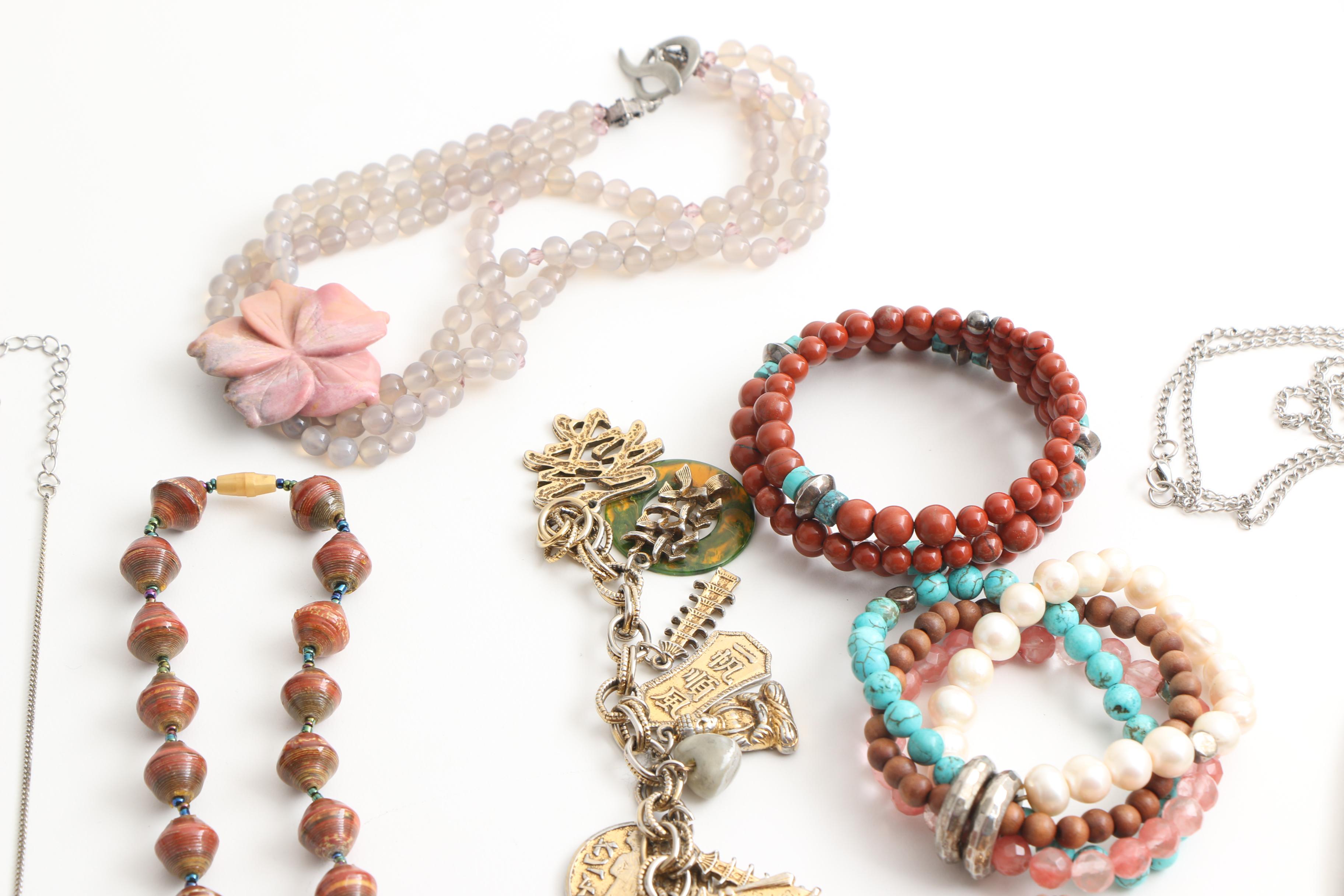 Beaded Jewelry Including Sterling Silver Earrings