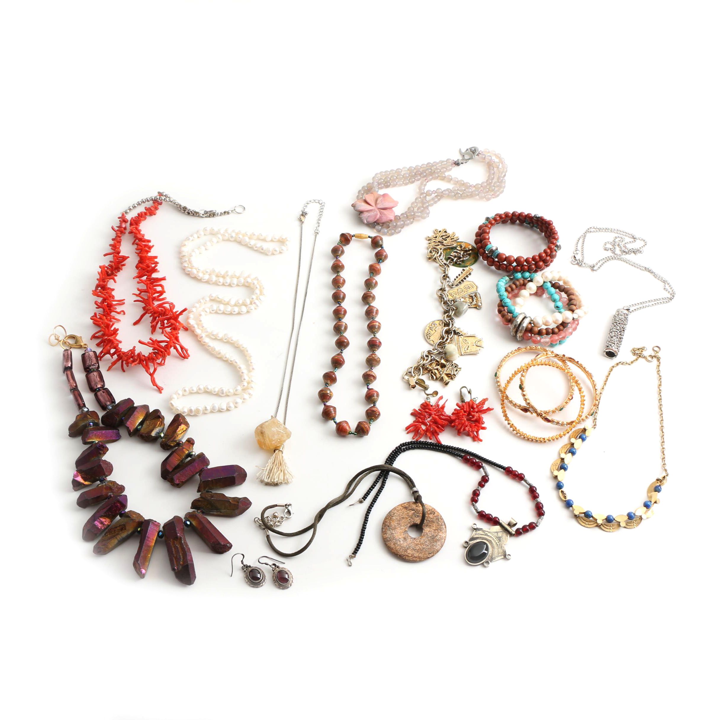 Beaded Jewelry Including Sterling Silver Earrings