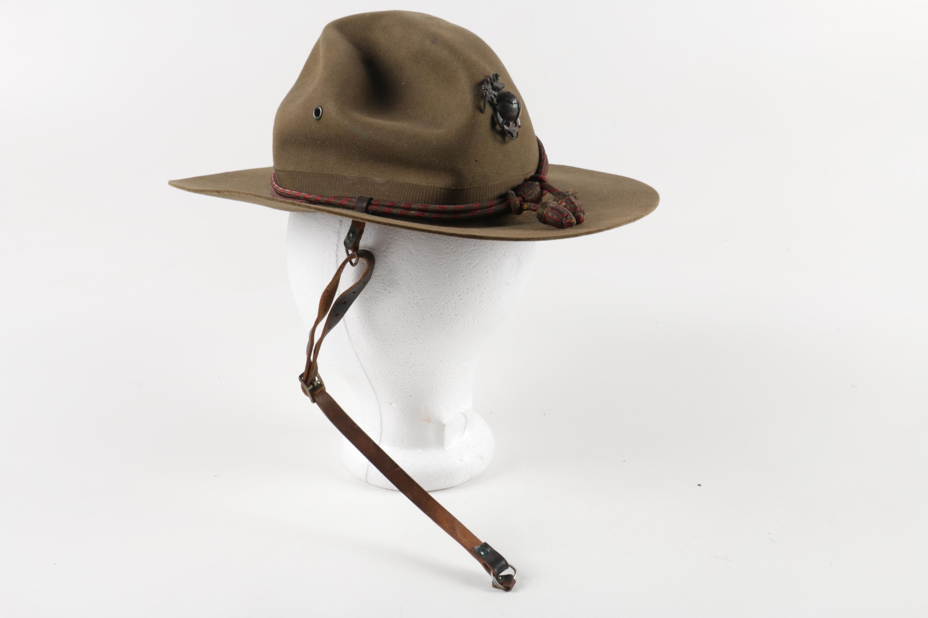 Vintage Green Felt Marines Sergeant Hat