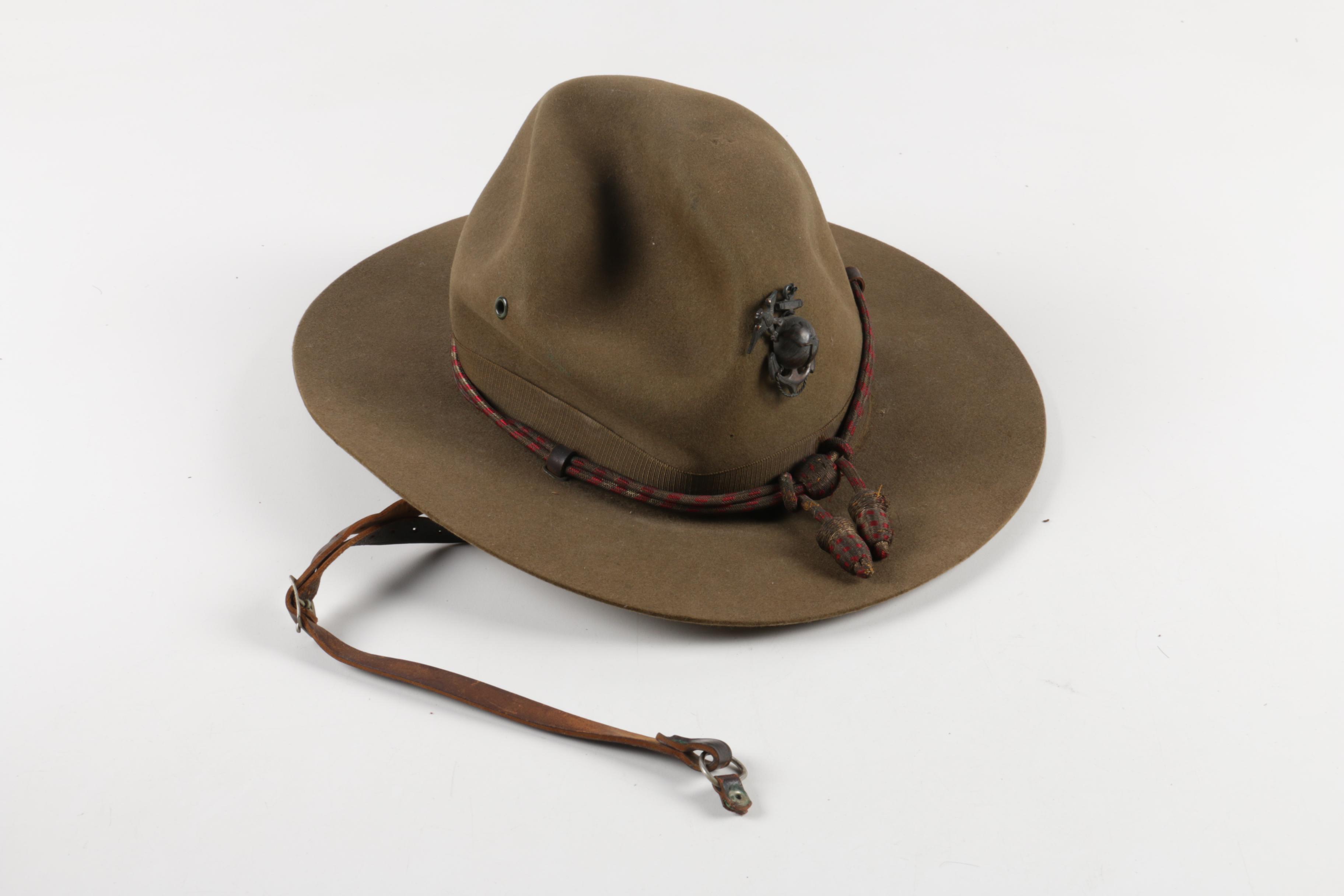 Vintage Green Felt Marines Sergeant Hat