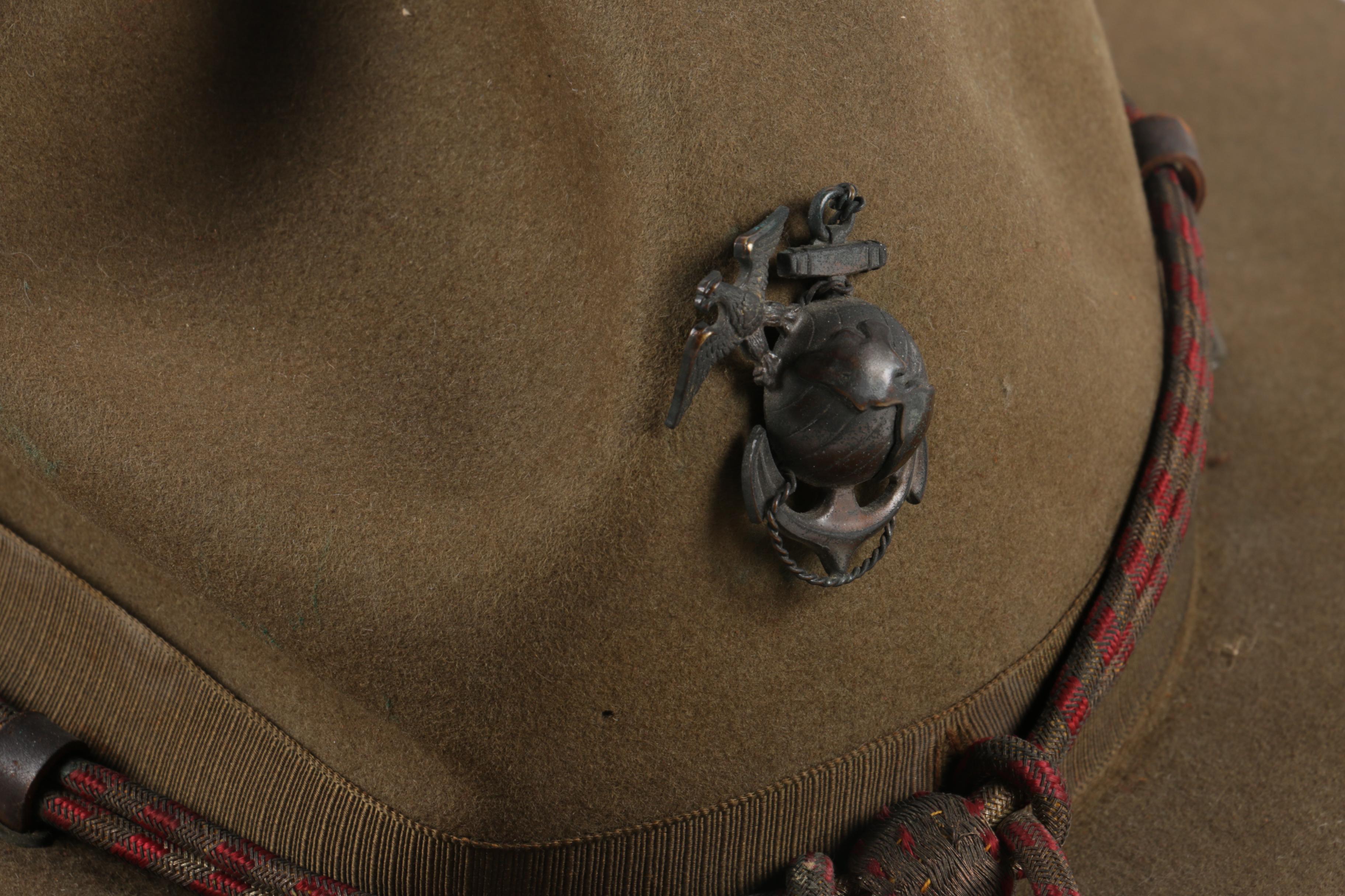 Vintage Green Felt Marines Sergeant Hat