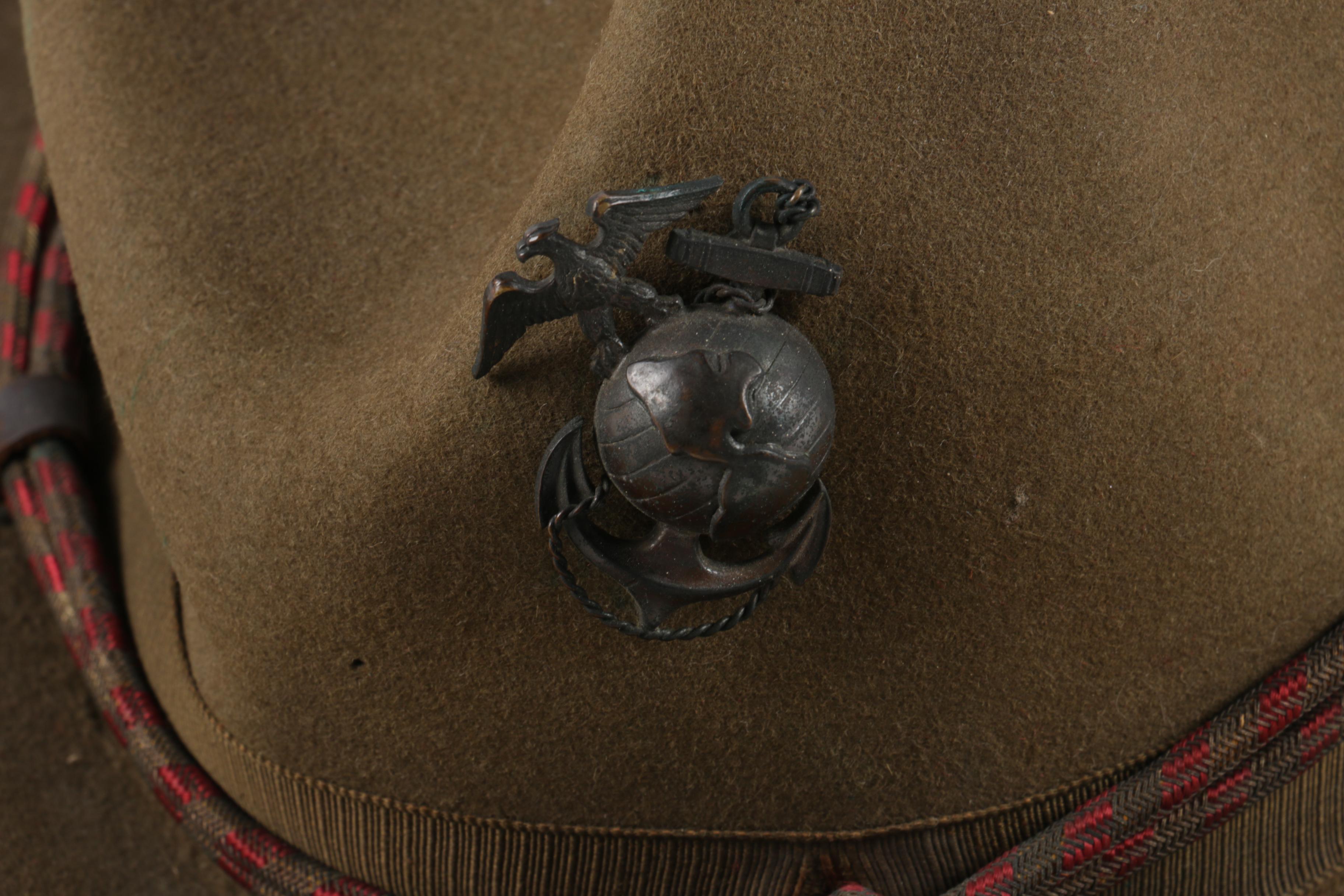 Vintage Green Felt Marines Sergeant Hat