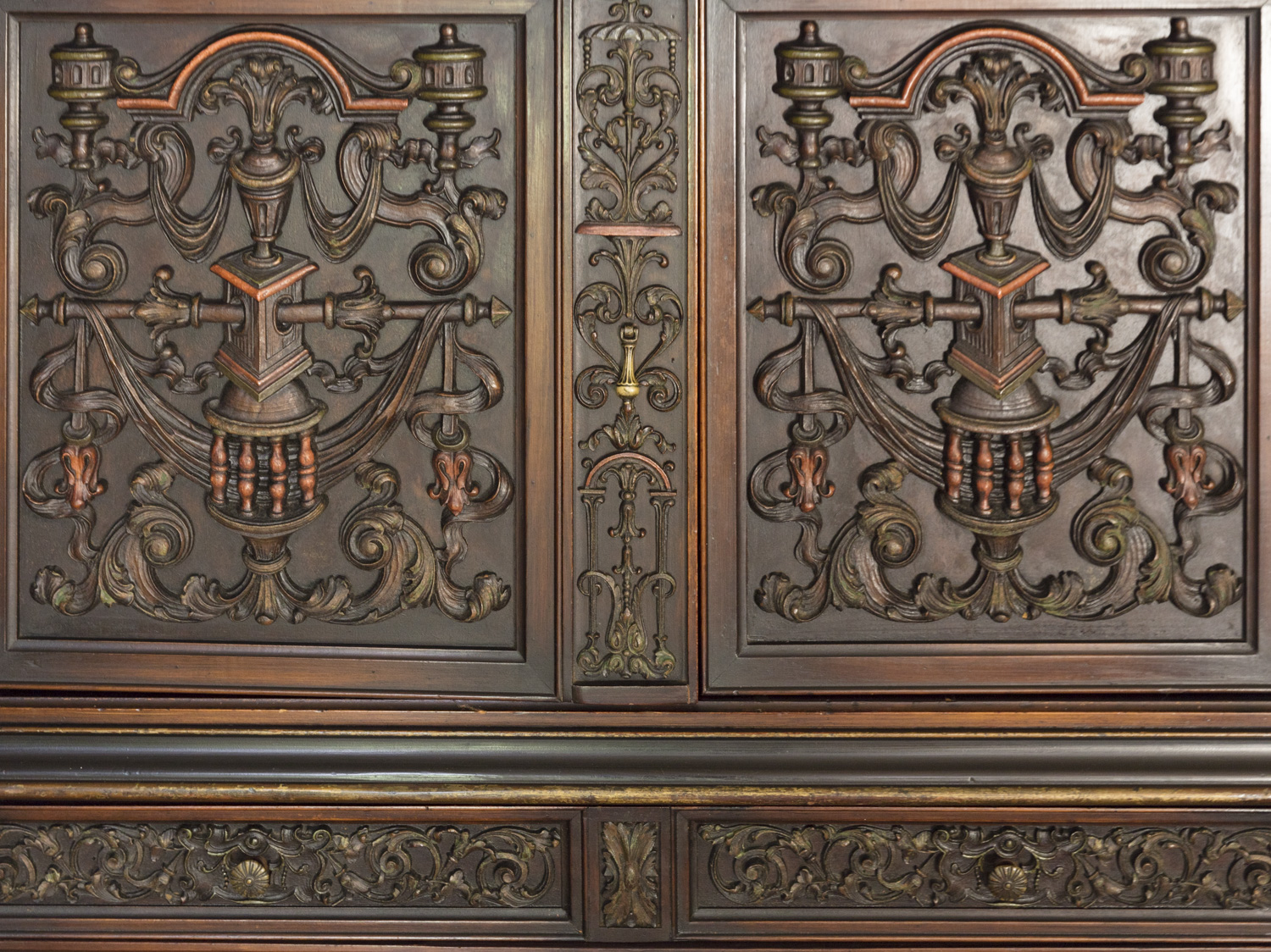 Ornate Reniassance Revival Cabinet on Stand with Butler's Secretary
