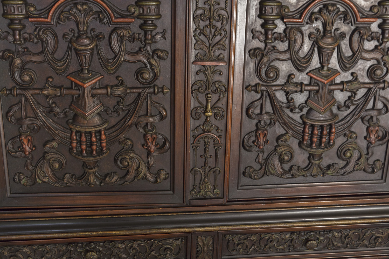 Ornate Reniassance Revival Cabinet on Stand with Butler's Secretary
