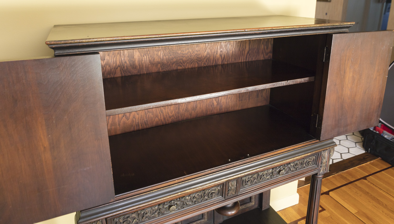 Ornate Reniassance Revival Cabinet on Stand with Butler's Secretary