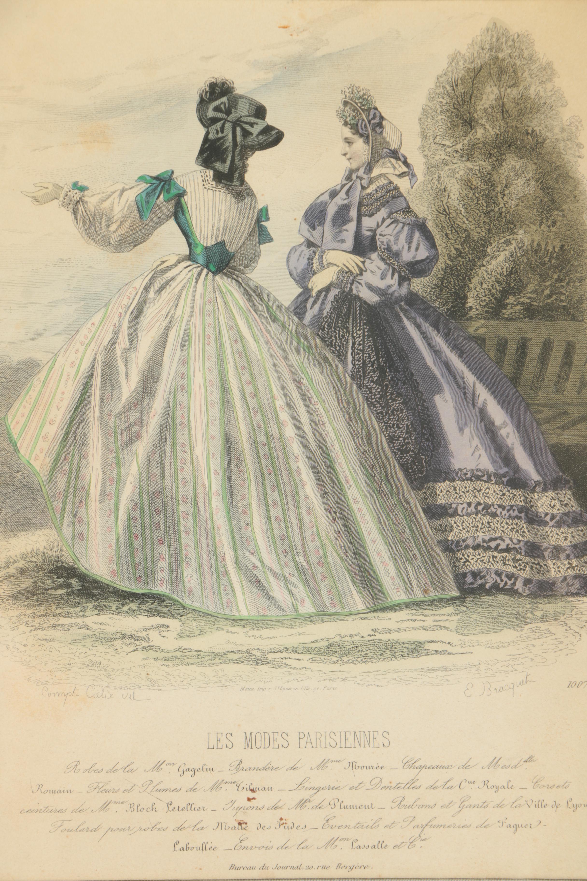 Hand-Colored Engravings of 19th Century Fashion Plates