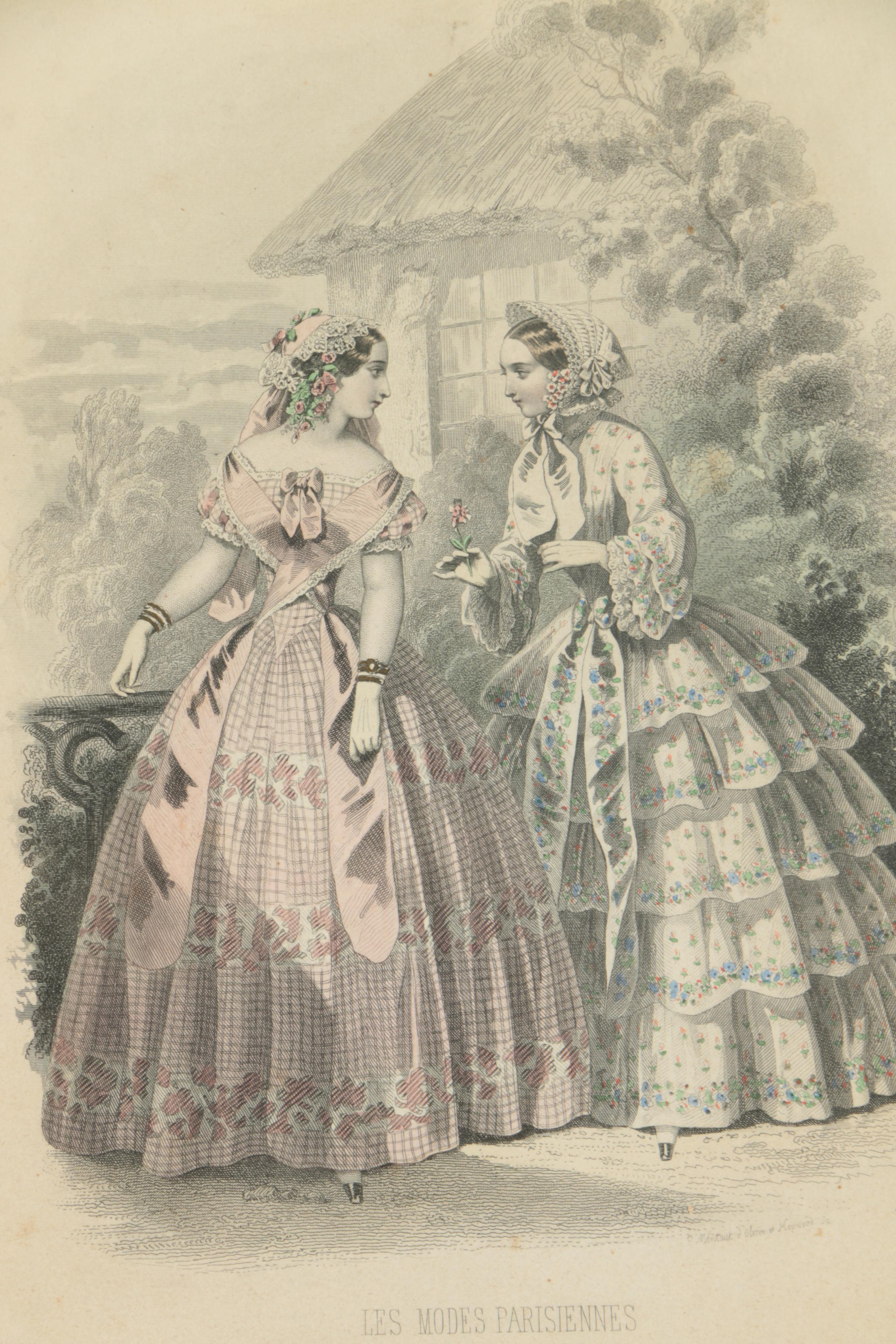 Hand-Colored Engravings of 19th Century Fashion Plates