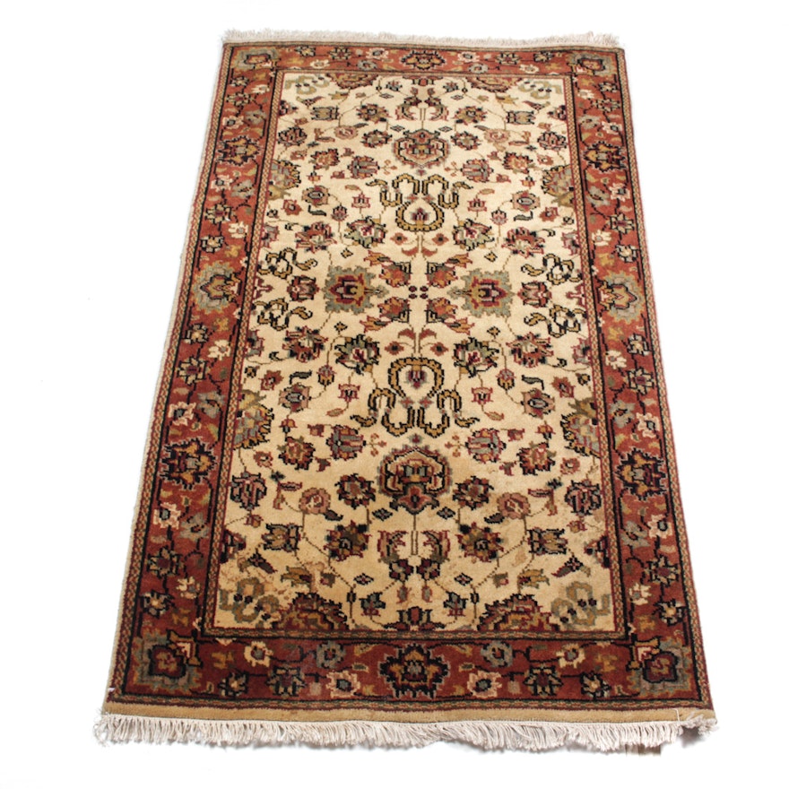 Hand-Knotted Indo-Persian Kashan Accent Rug