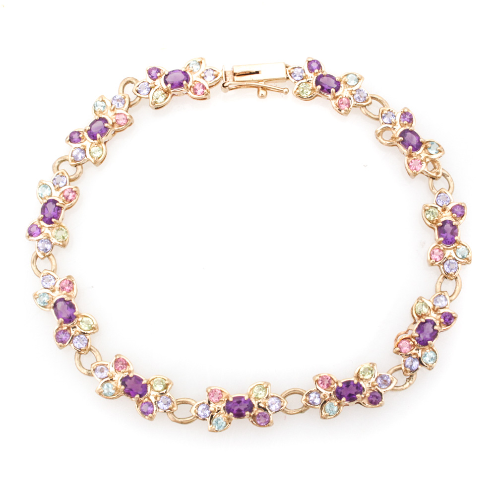 10K Yellow Gold Multi-Gemstone Bracelet