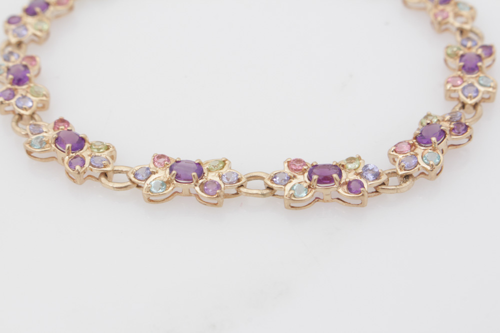 10K Yellow Gold Multi-Gemstone Bracelet