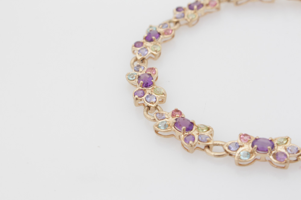10K Yellow Gold Multi-Gemstone Bracelet