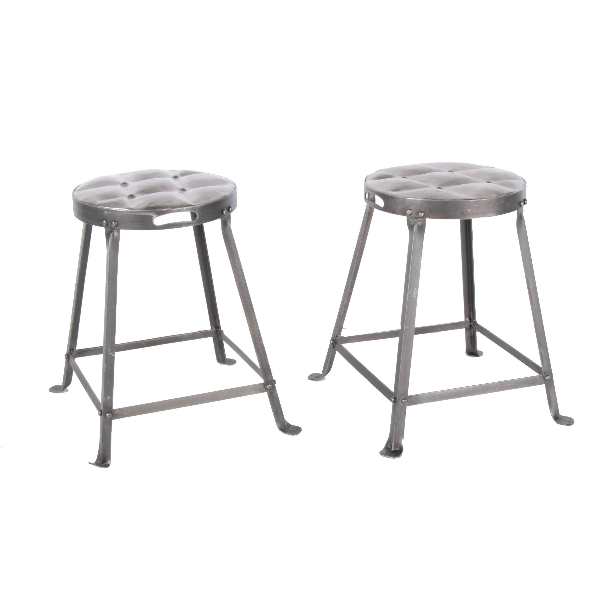 Pair of Elegant Modern Industrial Steel Stools