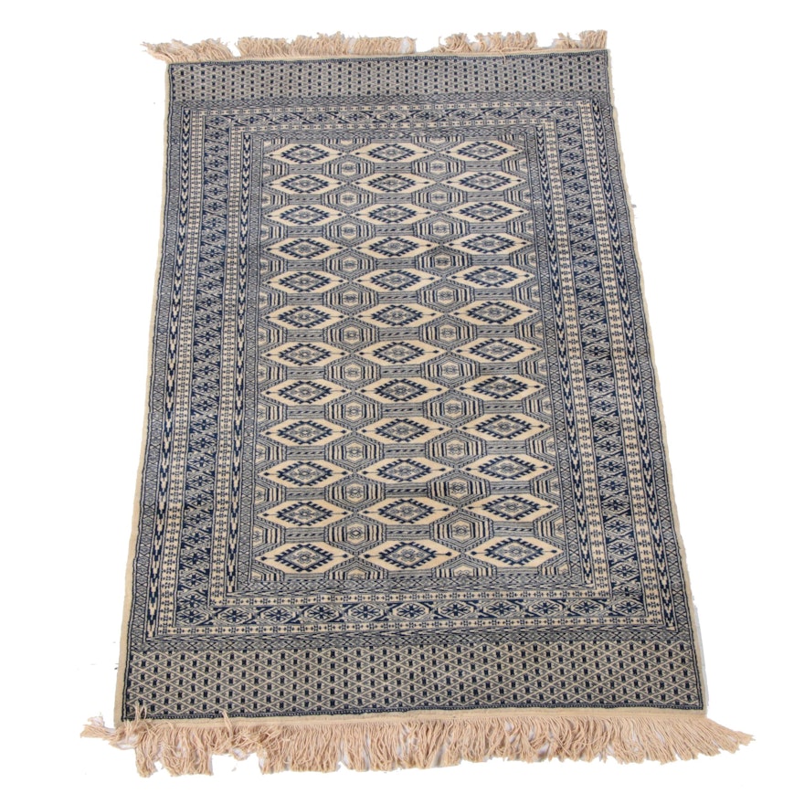 Hand-Knotted Pakistani Bokhara Area Rug