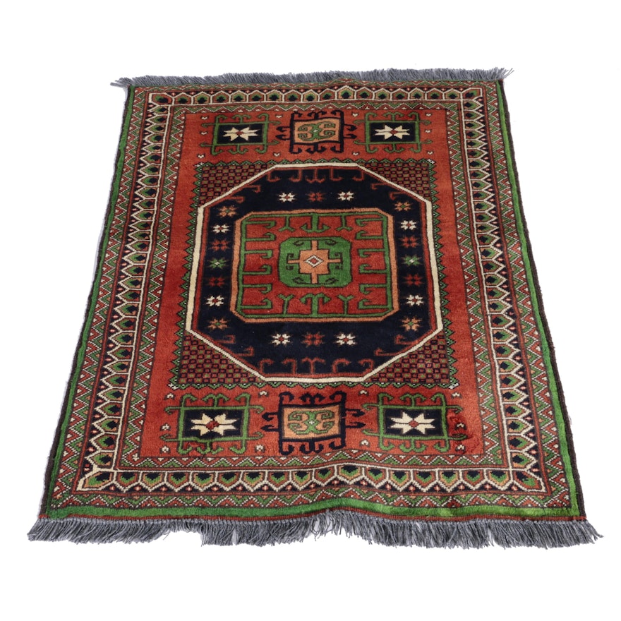 Hand-Knotted Turkish Canakkale Accent Rug