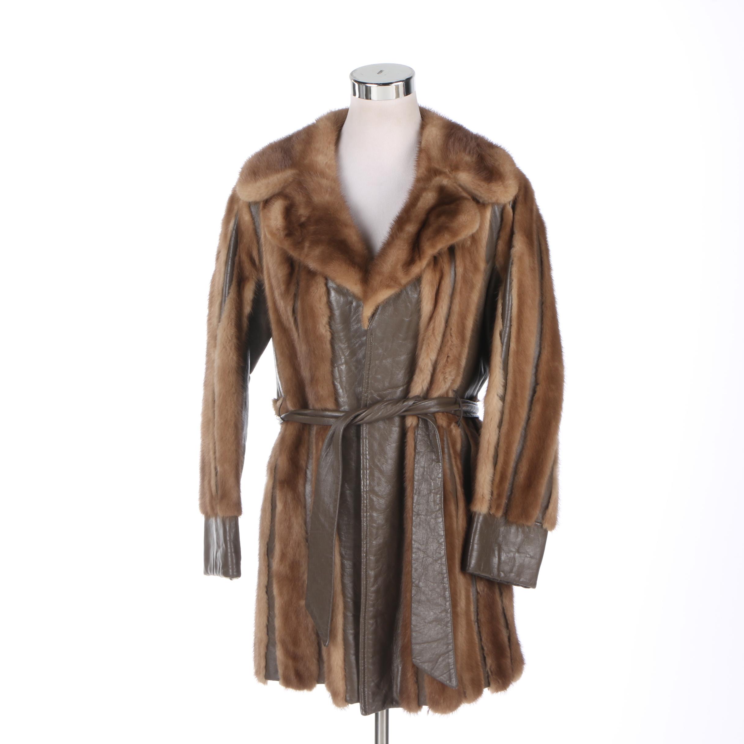 Women's Circa 1960s Mink and Leather Trench