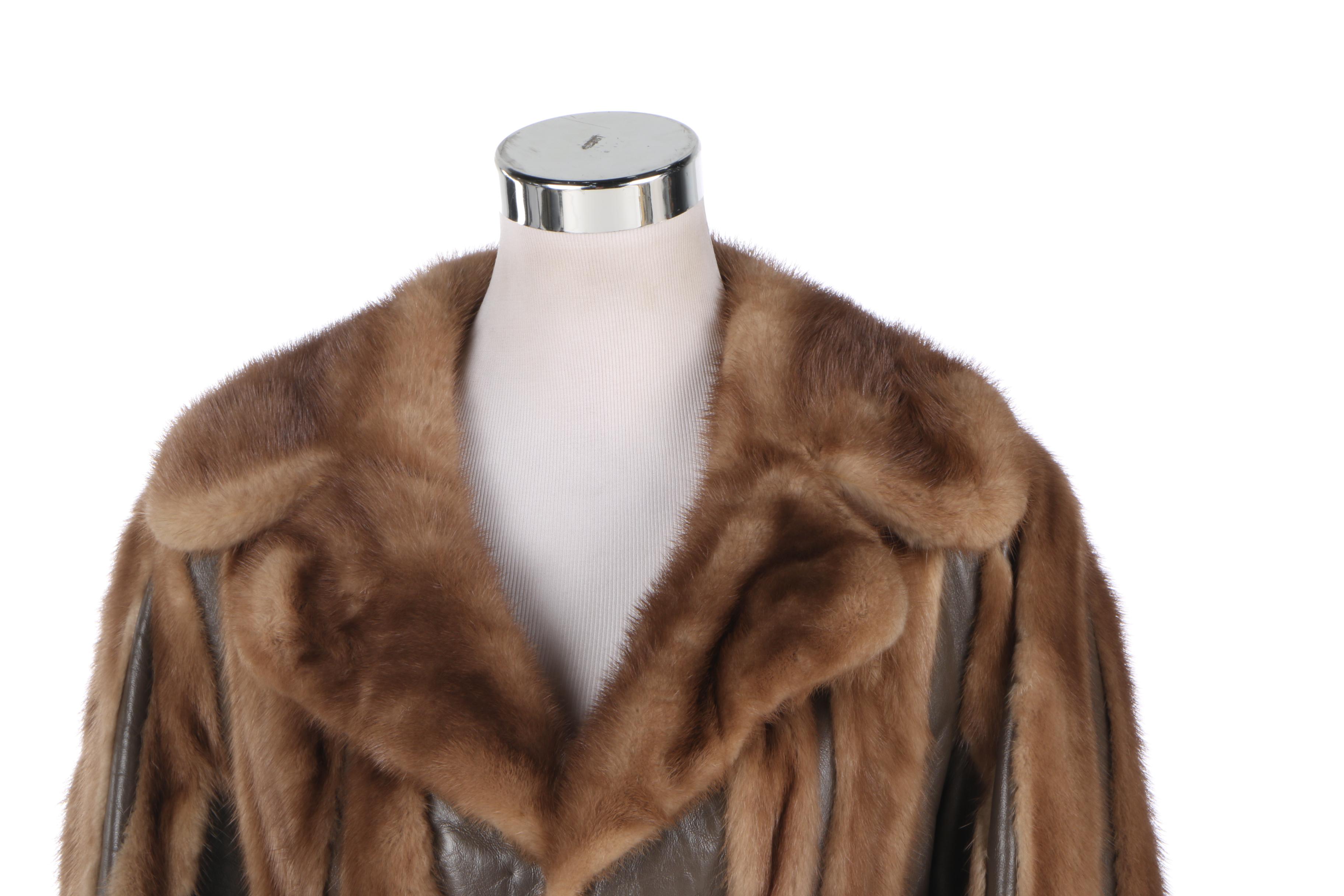 Women's Circa 1960s Mink and Leather Trench