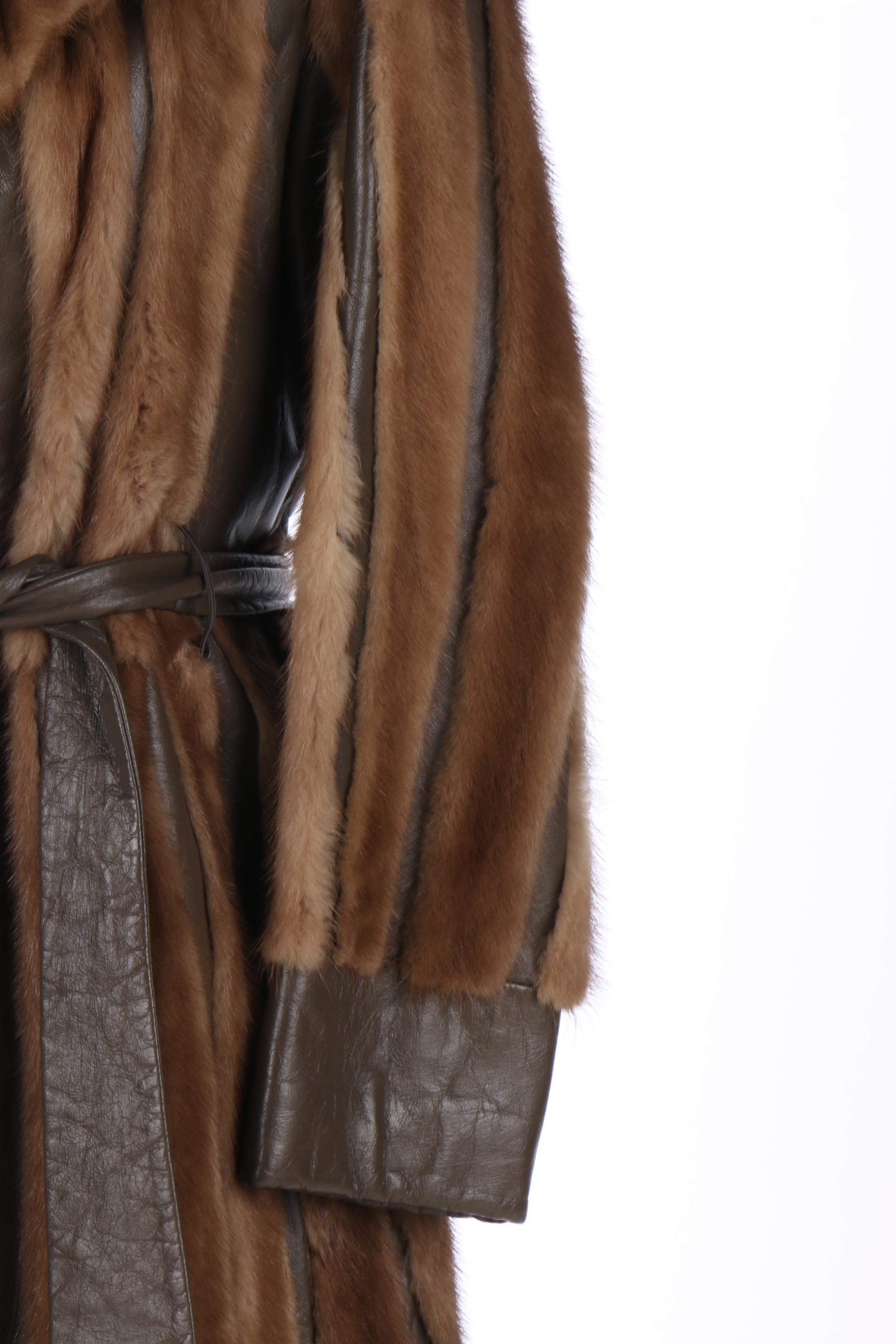 Women's Circa 1960s Mink and Leather Trench