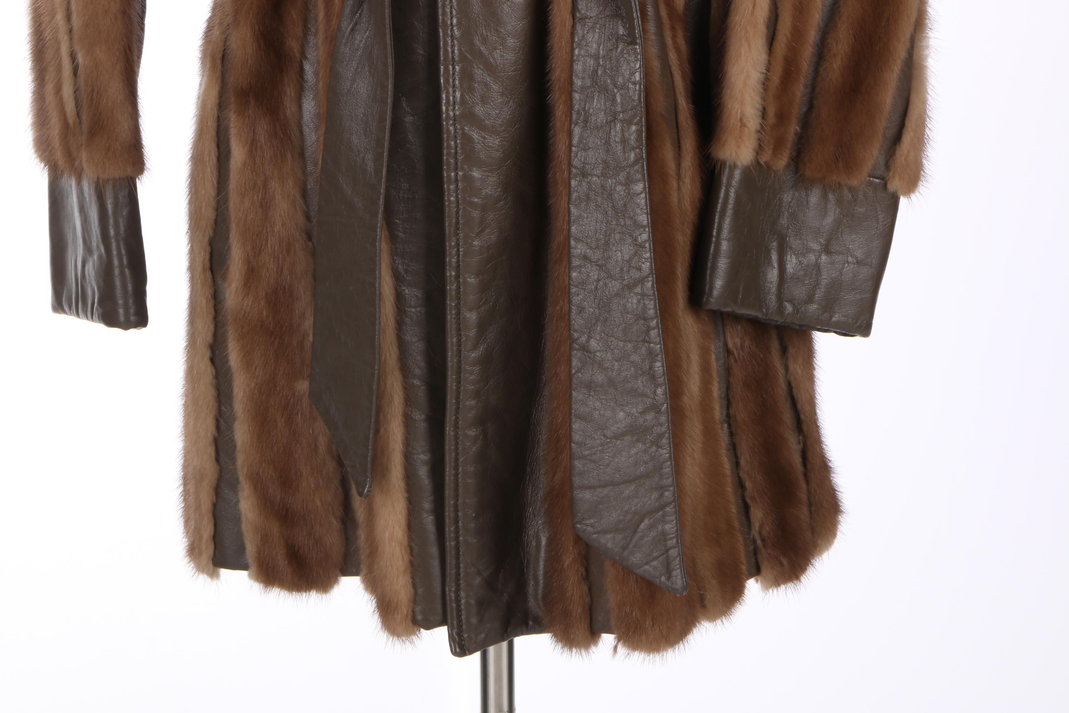 Women's Circa 1960s Mink and Leather Trench