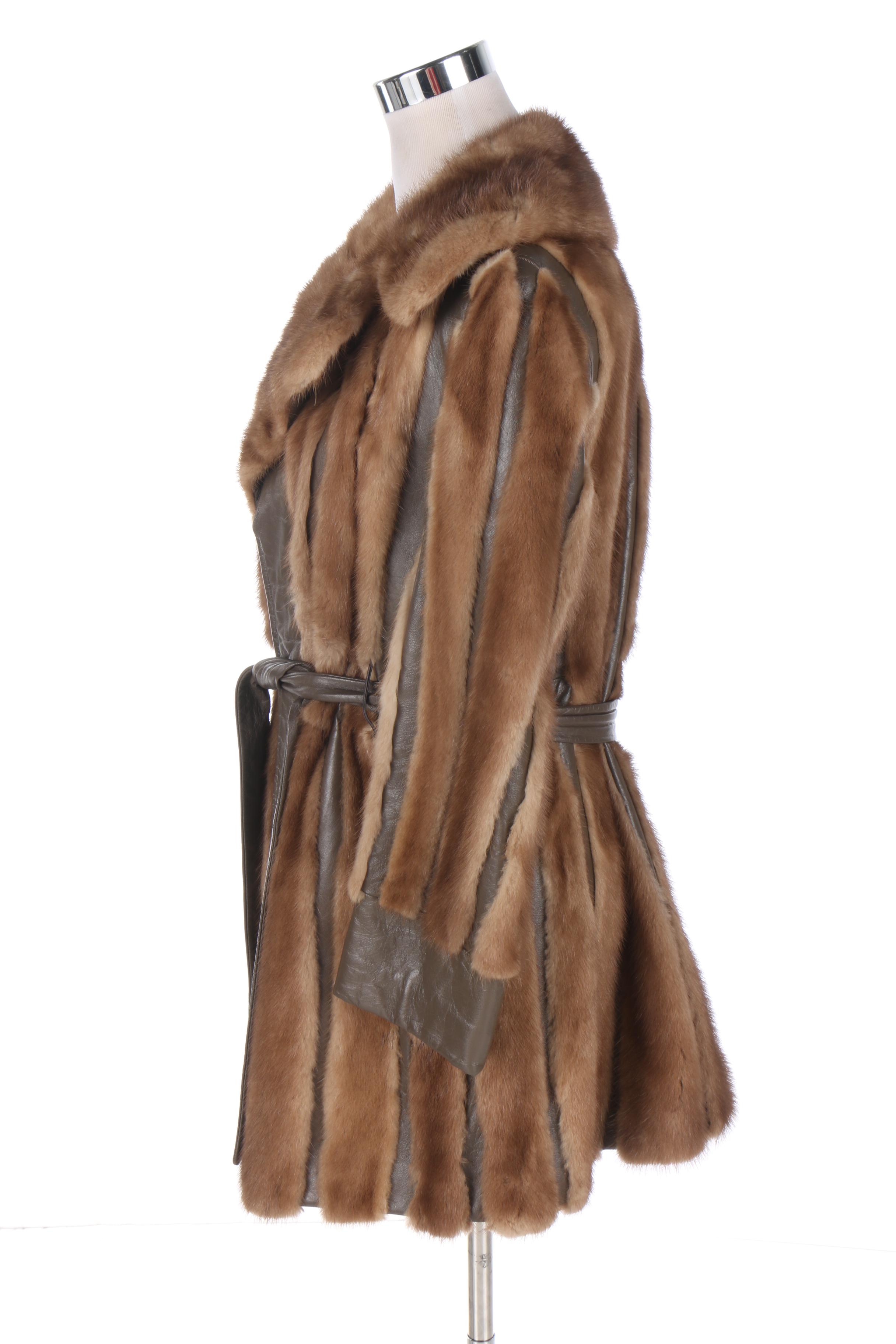 Women's Circa 1960s Mink and Leather Trench