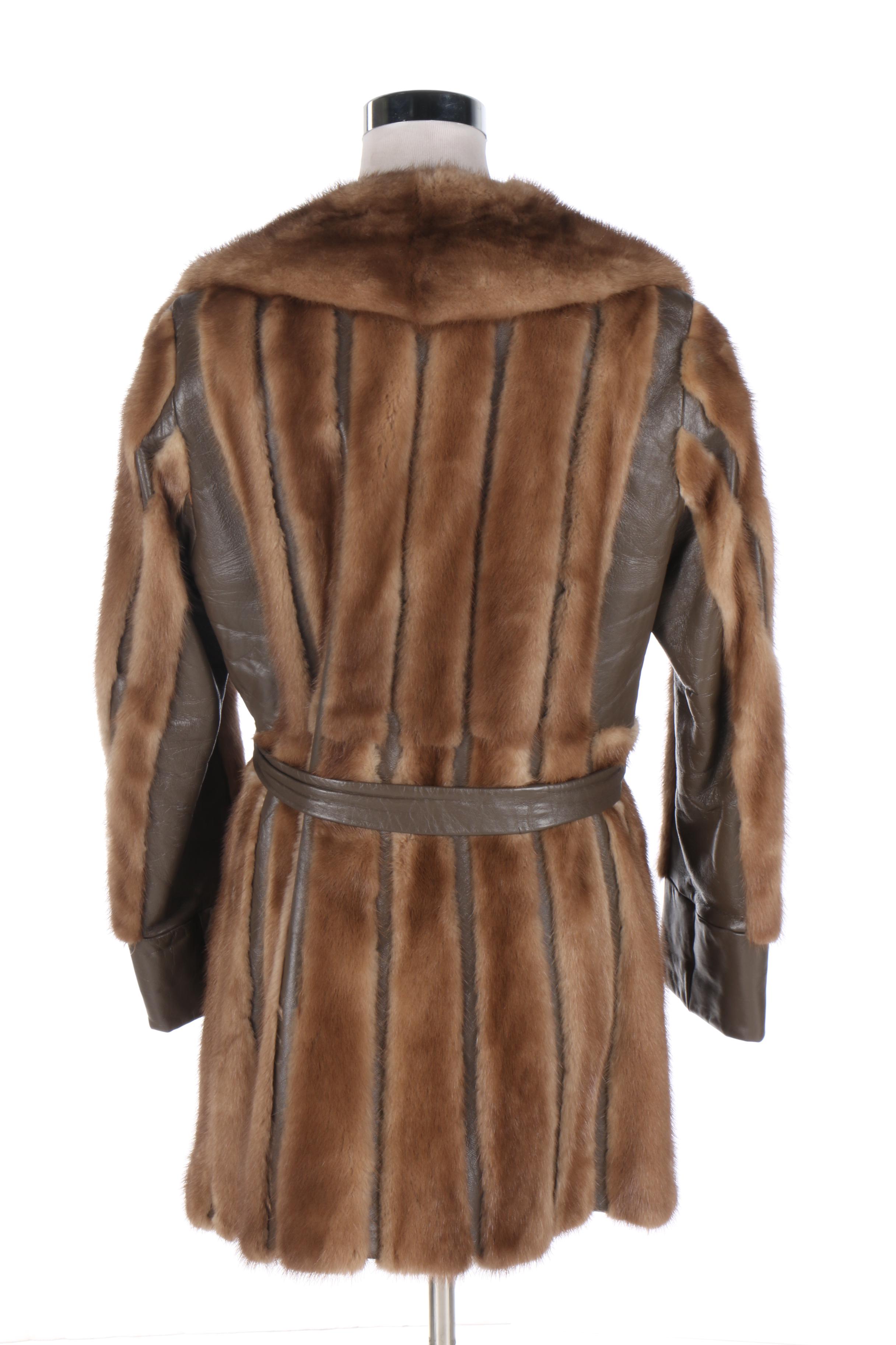Women's Circa 1960s Mink and Leather Trench