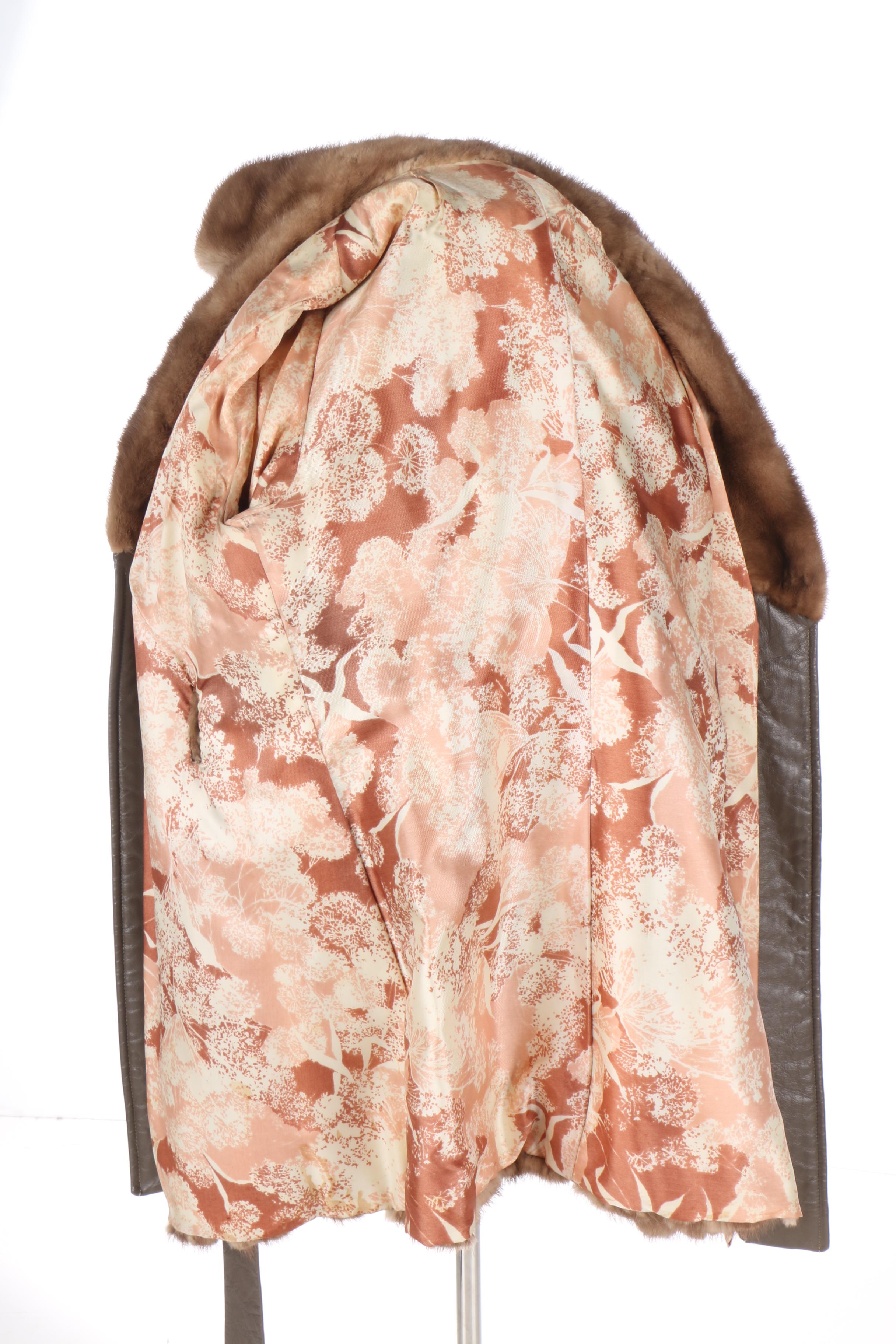 Women's Circa 1960s Mink and Leather Trench