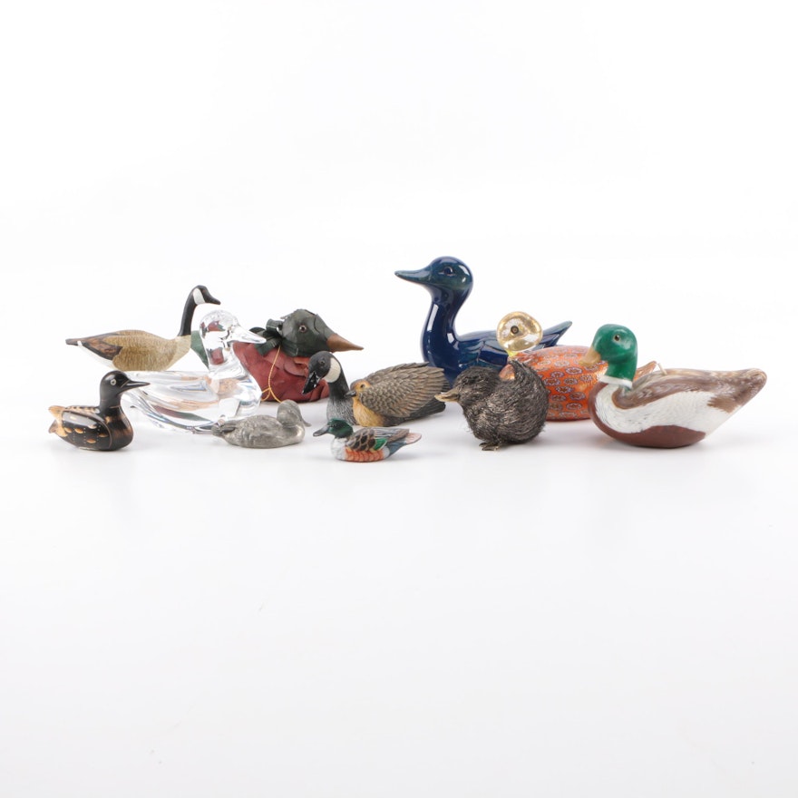 Duck and Goose Figurine Assortment Including Baccarat Crystal