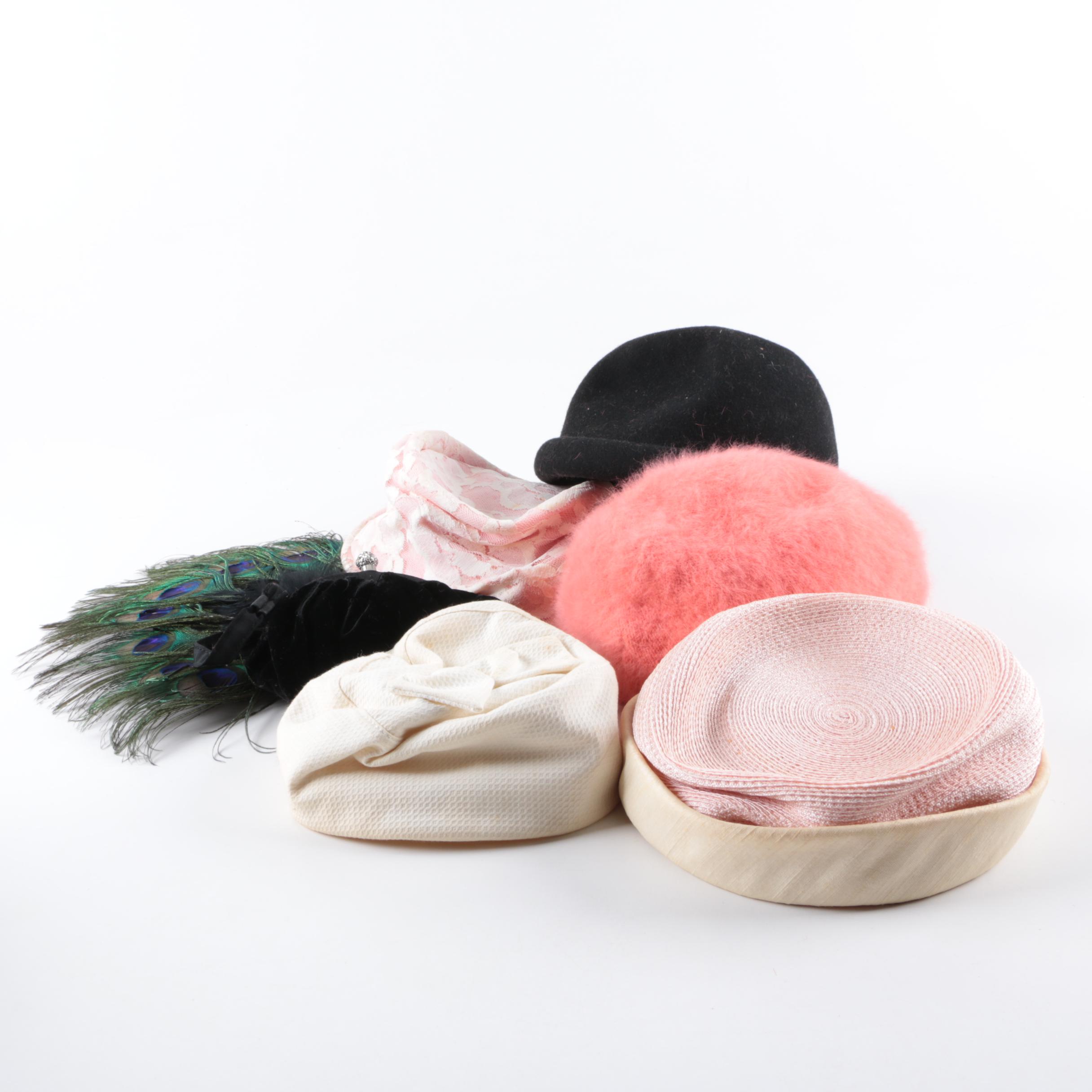 Vintage Hats Featuring Glenover, Betmar and Ruby Art, with Fan and Bag