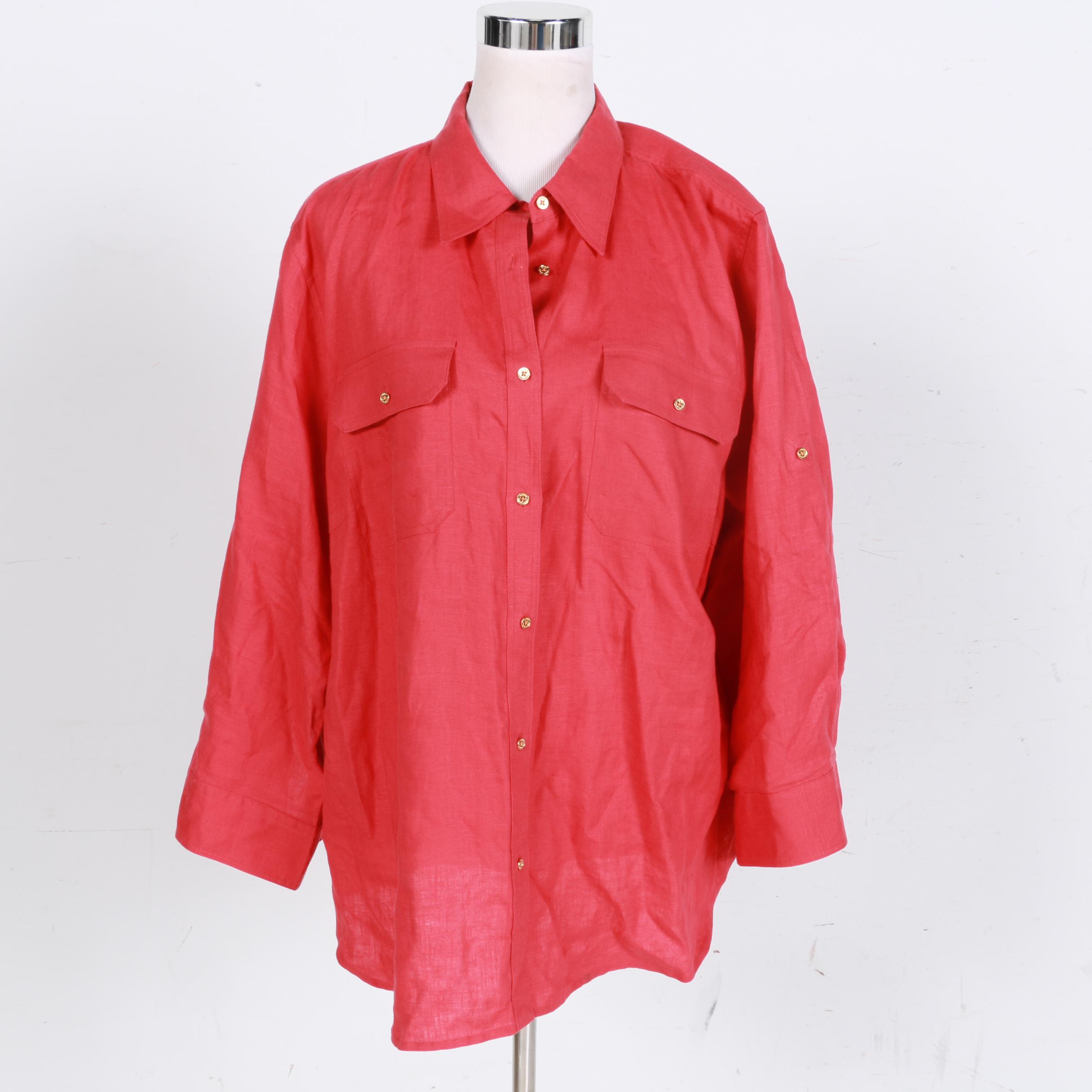 Lauren Ralph Lauren Red Button Down Shirt