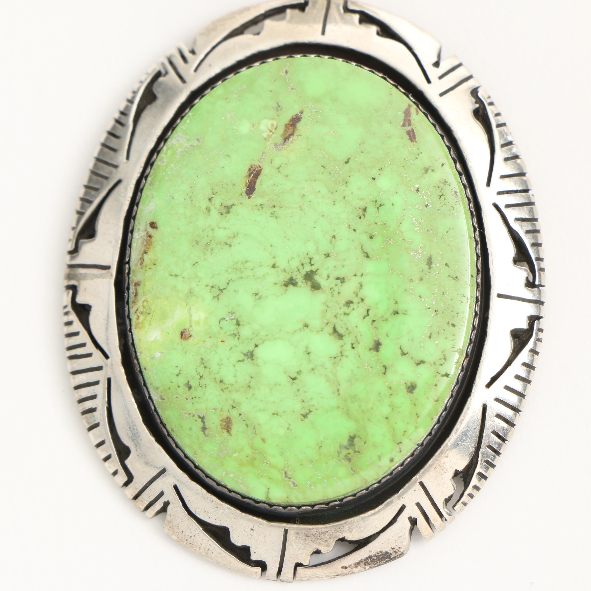 Bruce Wood Navajo Sterling Silver Gaspeite Pendant