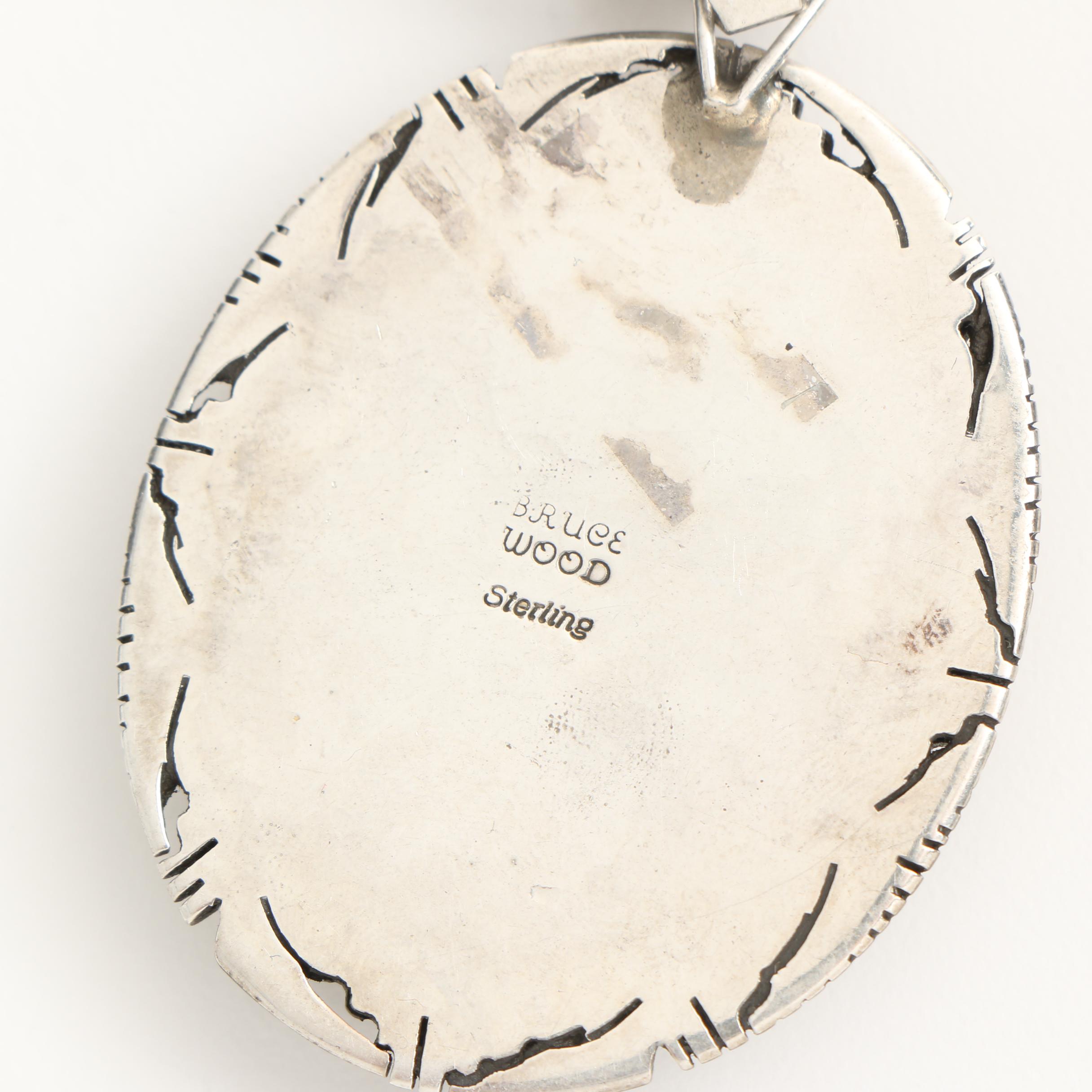 Bruce Wood Navajo Sterling Silver Gaspeite Pendant